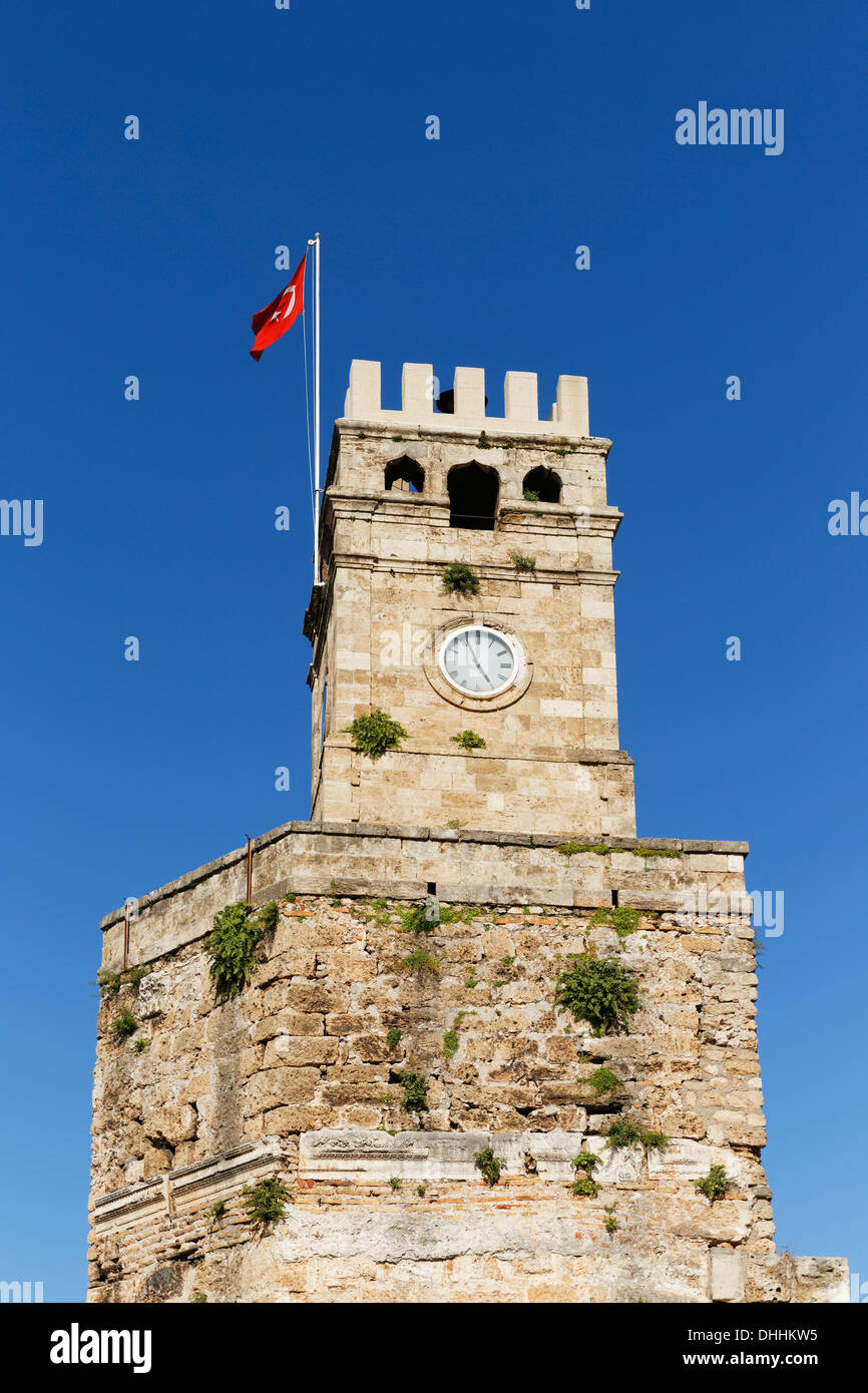 Clock Tower, Kaleiçi, Antalya, Provincia di Antalya, Turchia Foto Stock