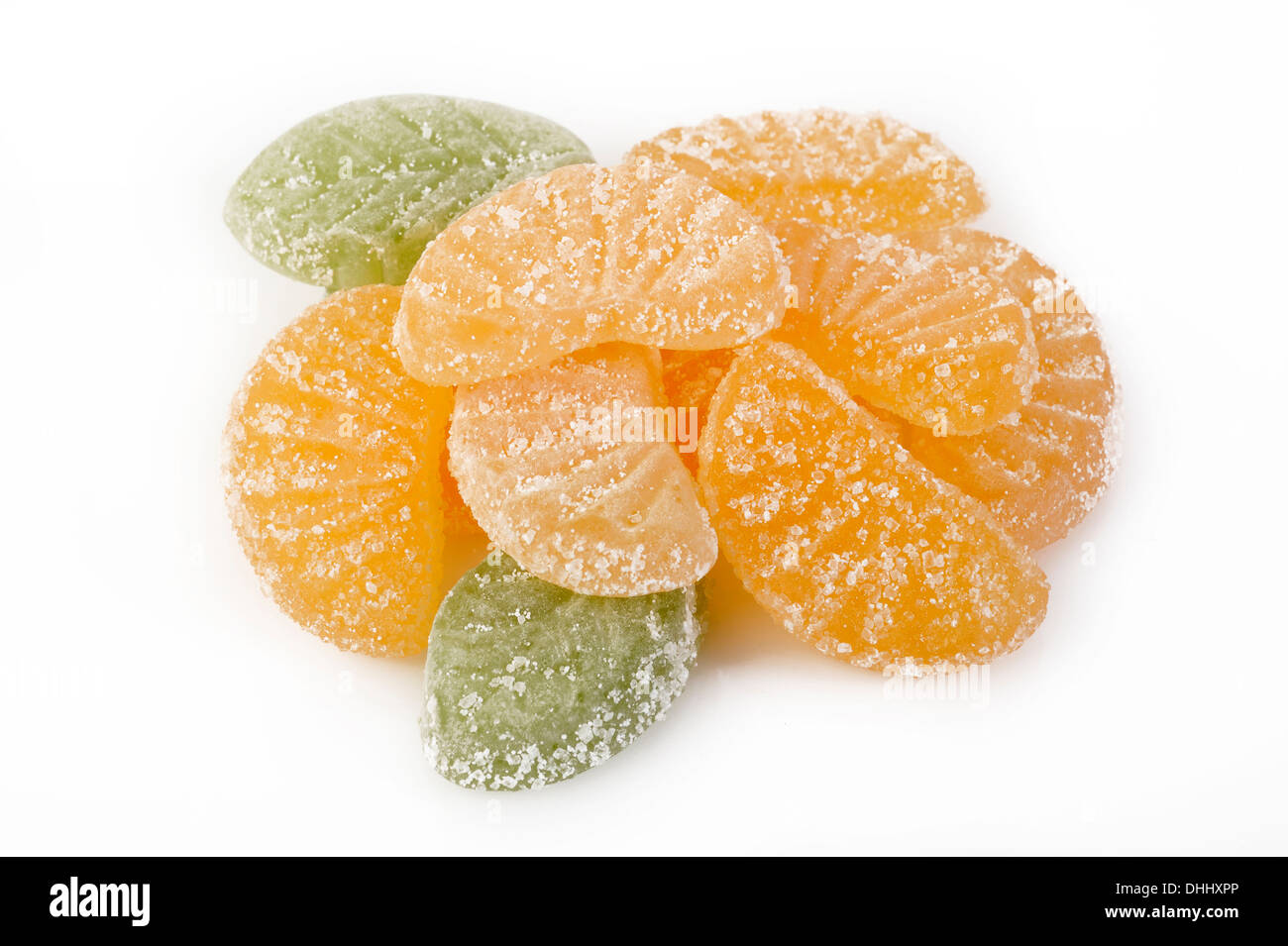 Gelatina di arancia canditi isolato su bianco Foto Stock