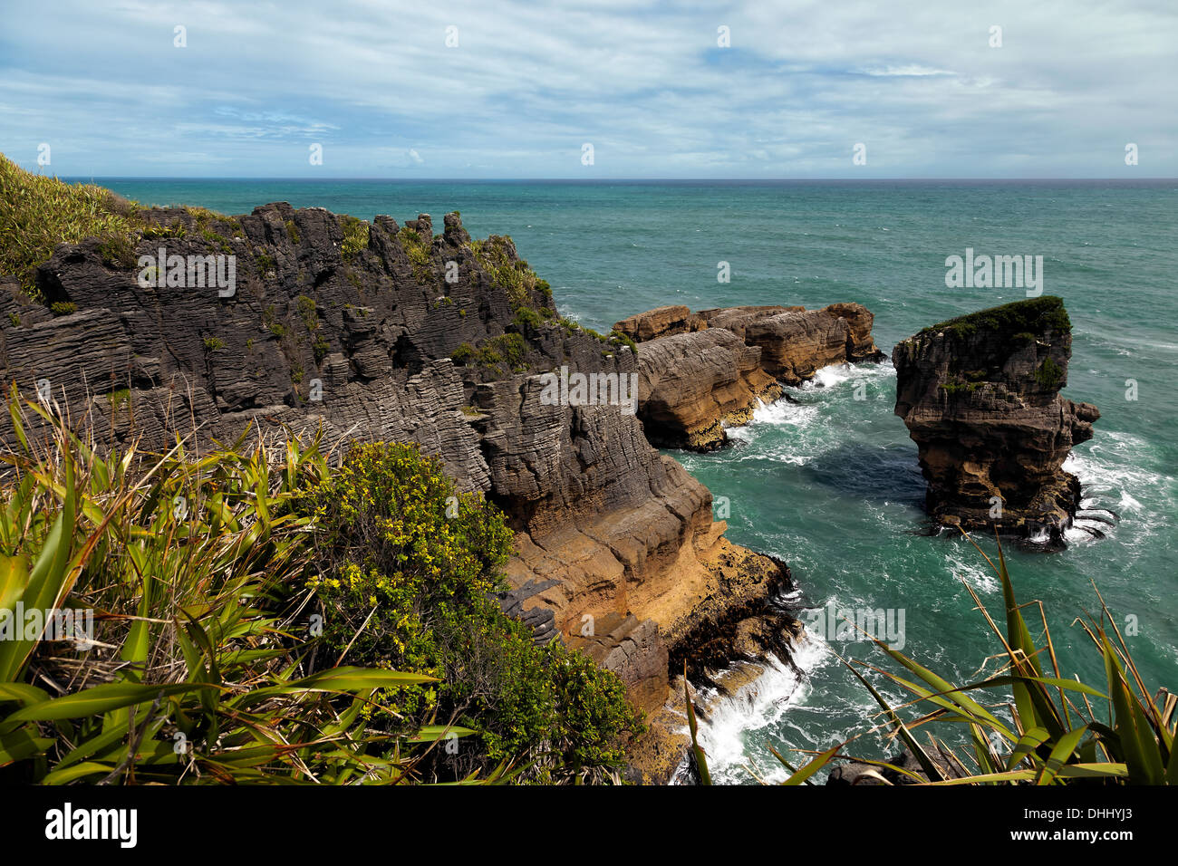 Pancake rocce vicino Punakaiki Foto Stock