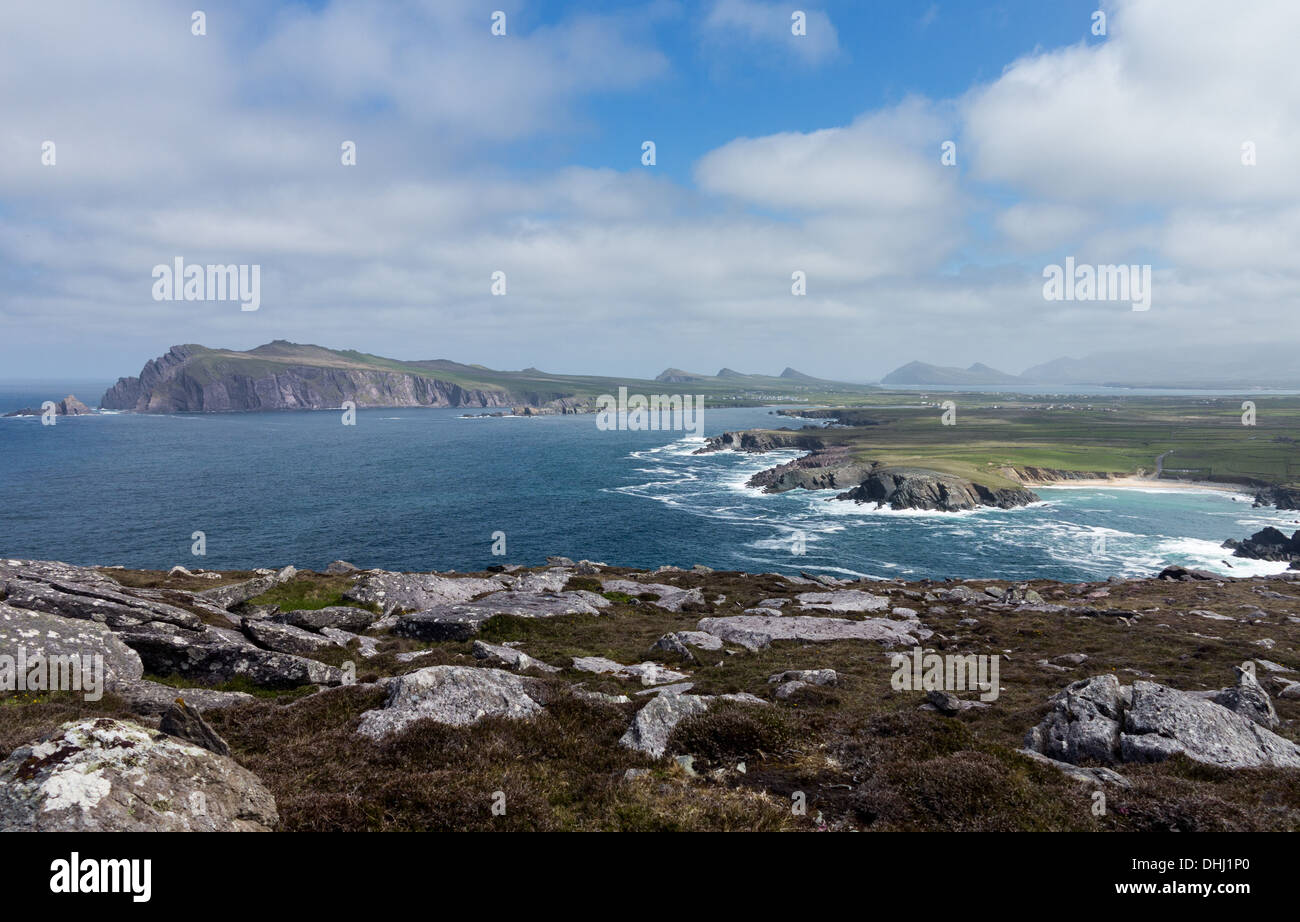 L'Irlanda costa guardando verso Sybil testa sulla penisola di Dingle, nella contea di Kerry, Irlanda Foto Stock