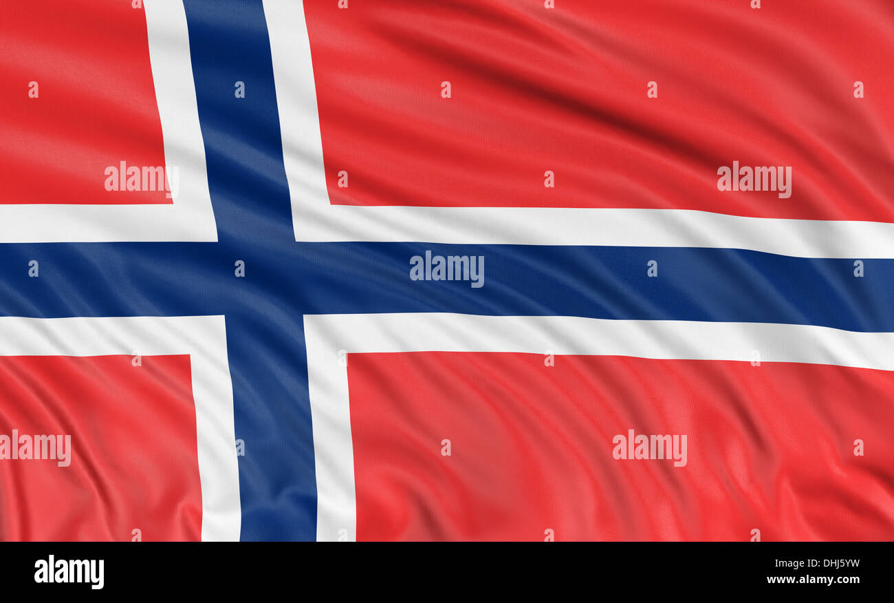 3D bandiera norvegese (percorso di clipping incluso) Foto Stock