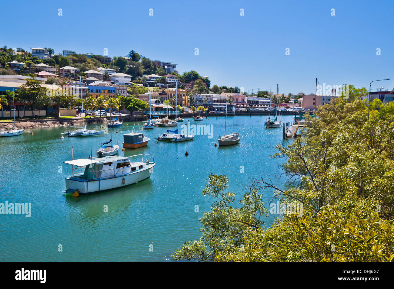 Australia, Queensland, Townsville, yacht ormeggiati in Ross Creek Foto Stock