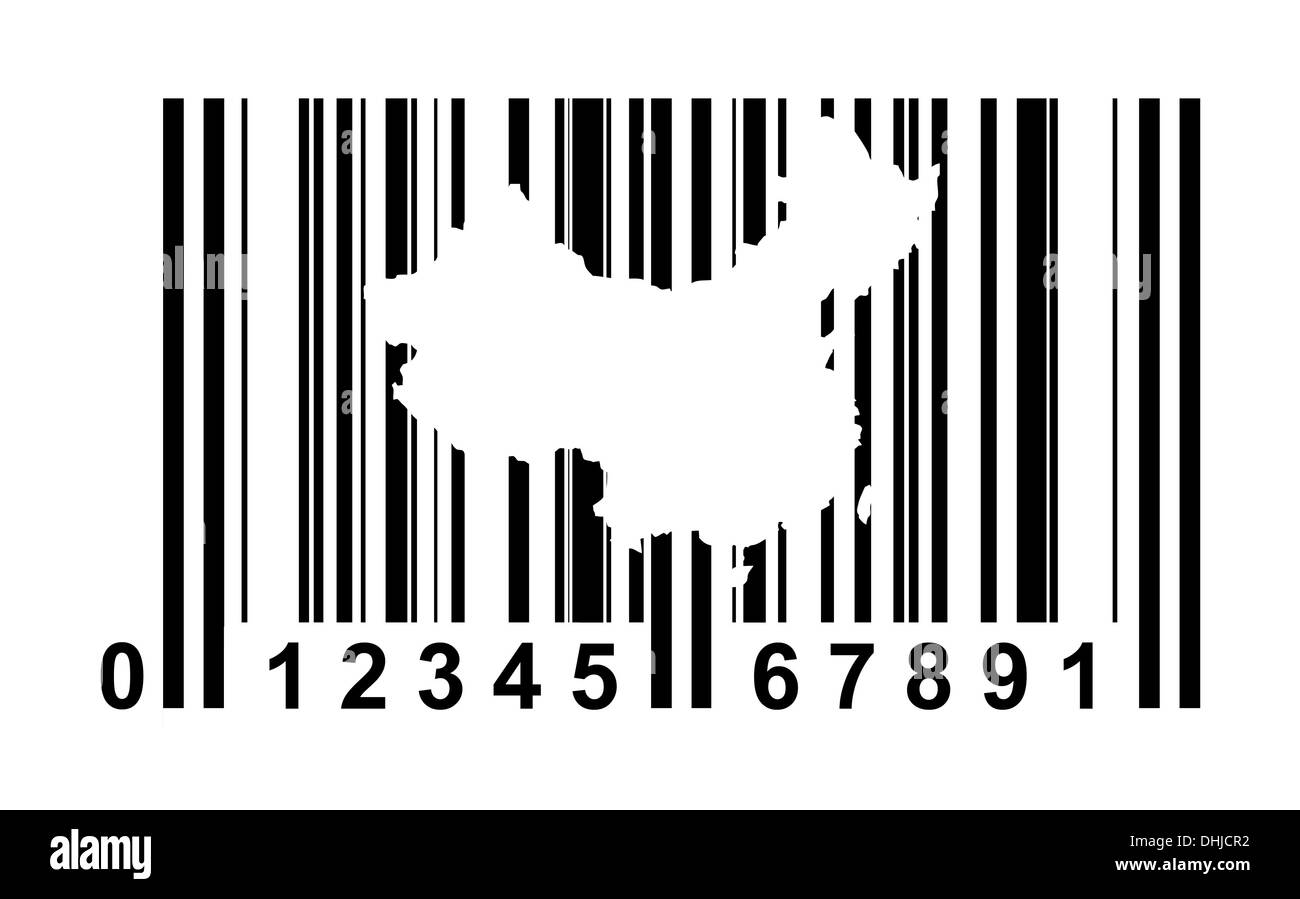 Cina shopping codice a barre isolate su sfondo bianco. Foto Stock