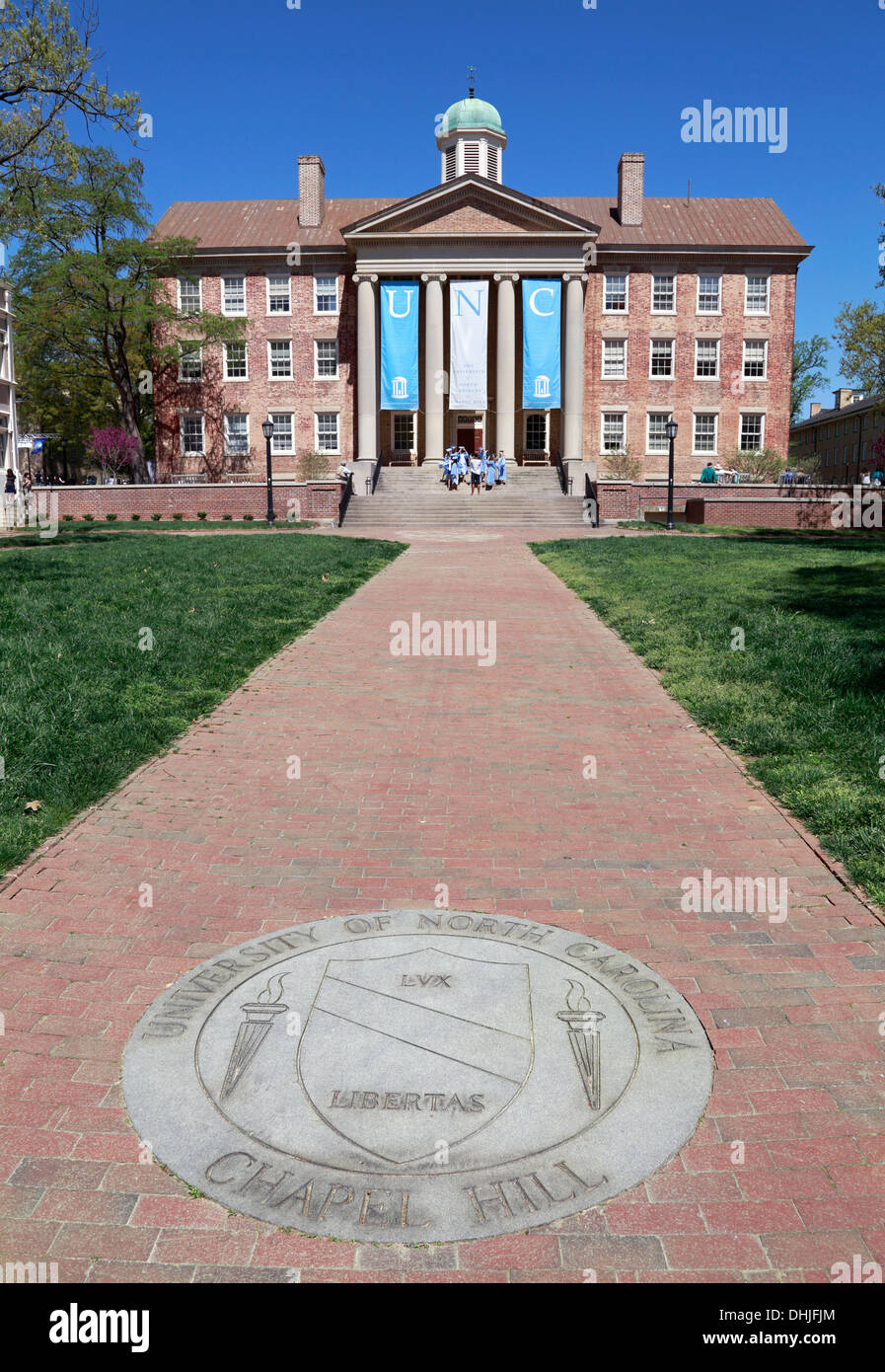 Università della North Carolina a Chapel Hill, UNC, campus. Edificio a sud. Foto Stock