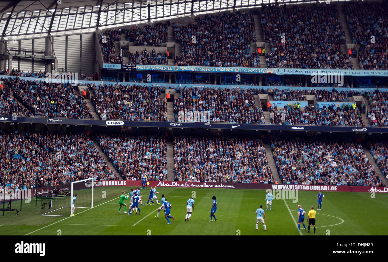 Manchester City v Everton Premiership partita di calcio, lo Stadio Etihad, Manchester, Inghilterra, Regno Unito. Foto Stock