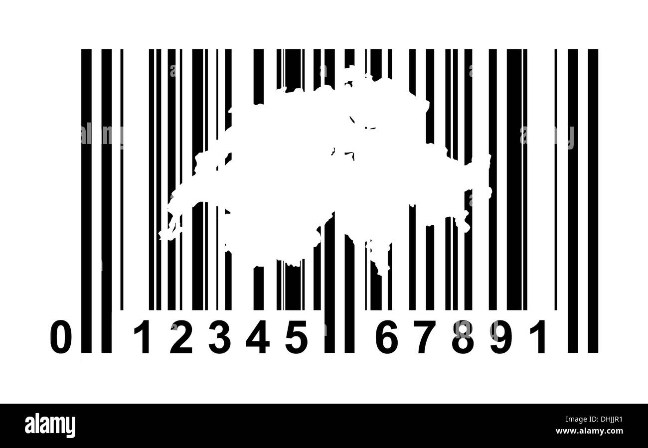 La Svizzera shopping codice a barre isolate su sfondo bianco. Foto Stock