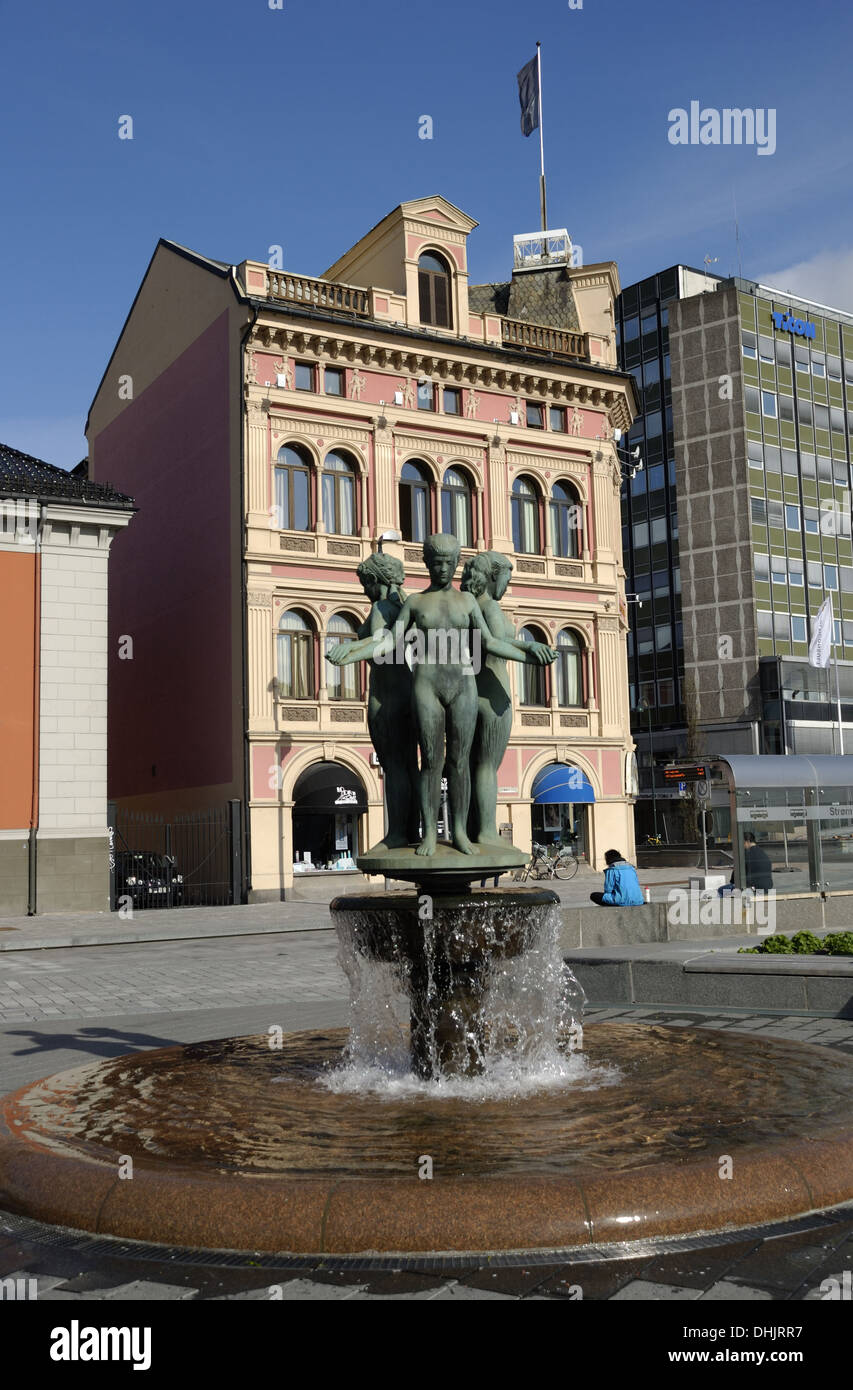 Fontana in Drammen Foto Stock