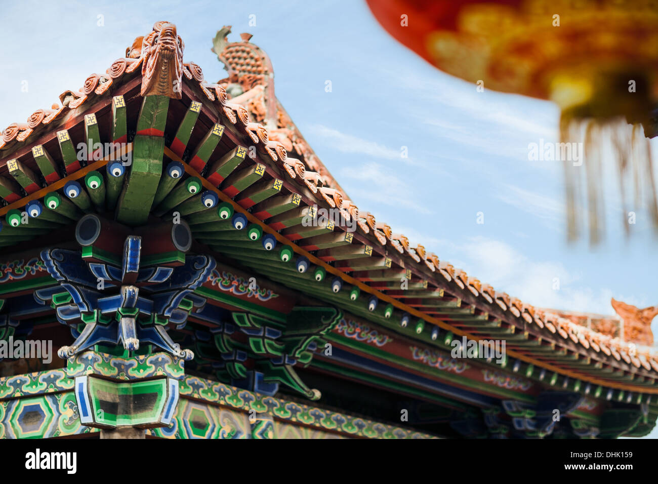 Tetto della pagoda cinese, architettura, nella provincia di Shanxi, Cina Foto Stock