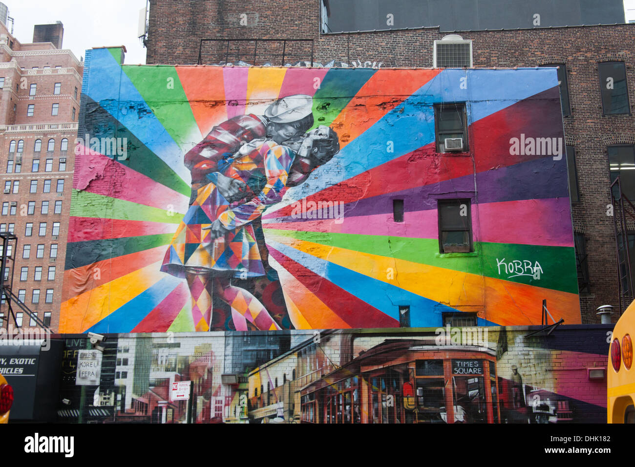 Il Kissing Sailor murale di Eduardo Kobra,Chelsea, New York City, Stati Uniti d'America. Foto Stock