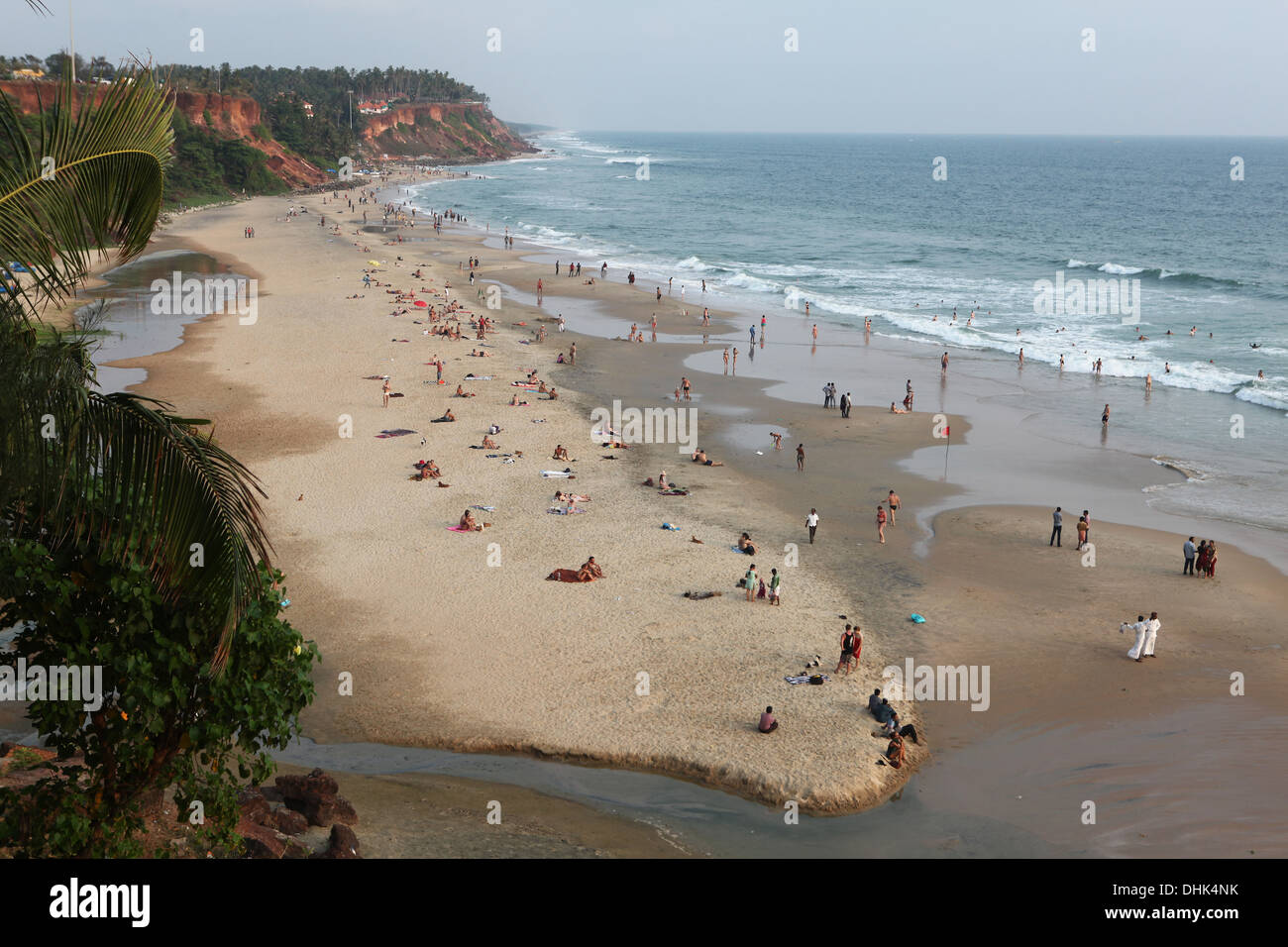 Vista da sopra, Varkala Beach in Kerala, India. Foto Stock