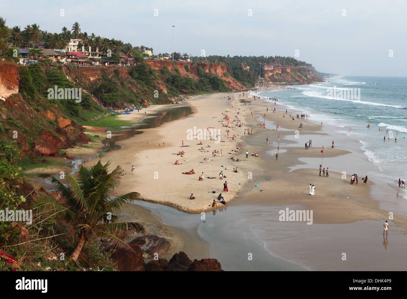 Vista da sopra, Varkala Beach in Kerala, India. Foto Stock