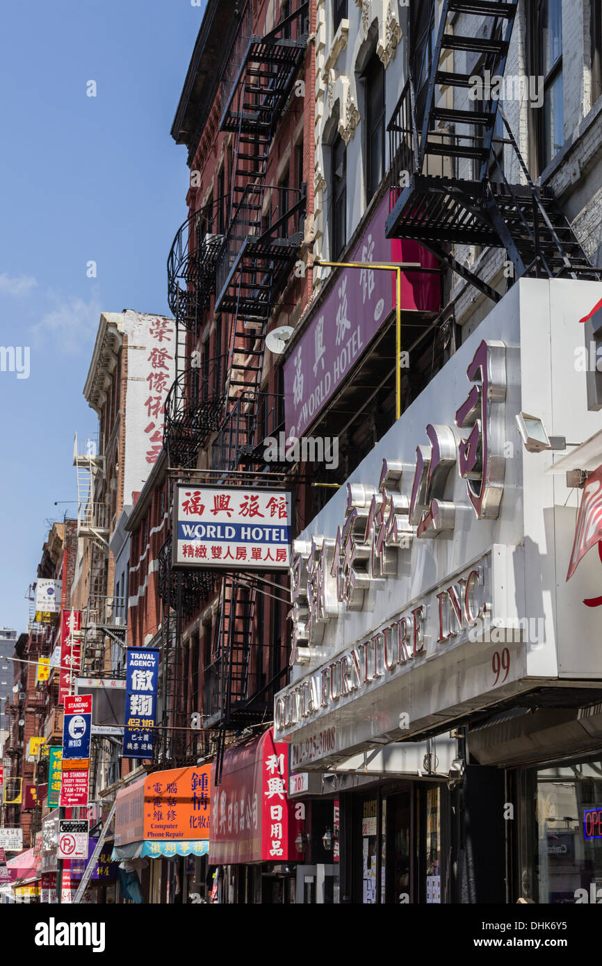 Chinatown, negozi, scena di strada di New York, Stati Uniti d'America Foto Stock