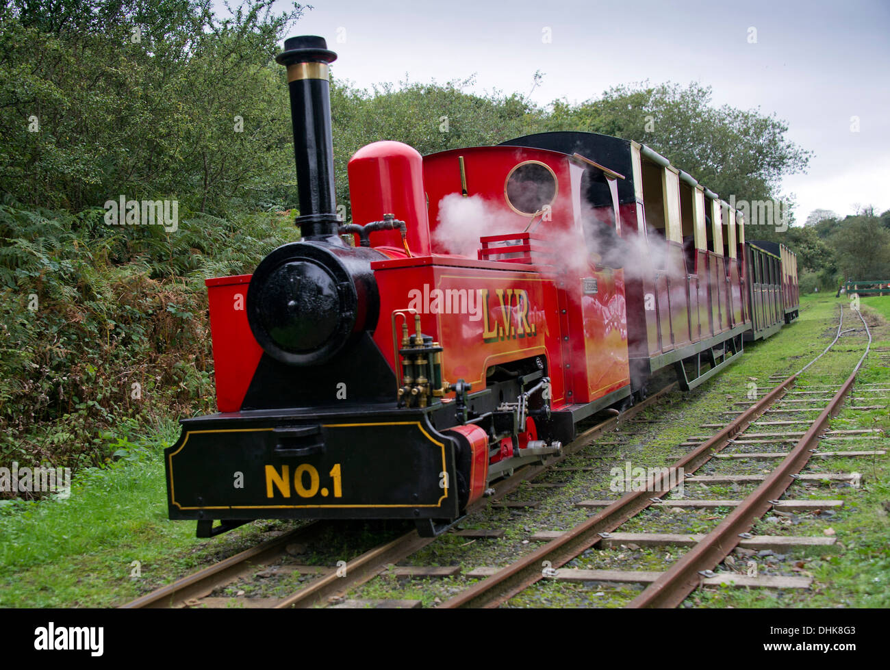 Lappa valley Steam Railway,una ferrovia a scartamento ridotto attrazione in Cornovaglia, incorporante una vecchia miniera di stagno e gite in barca sul lago. Un regno unito Foto Stock