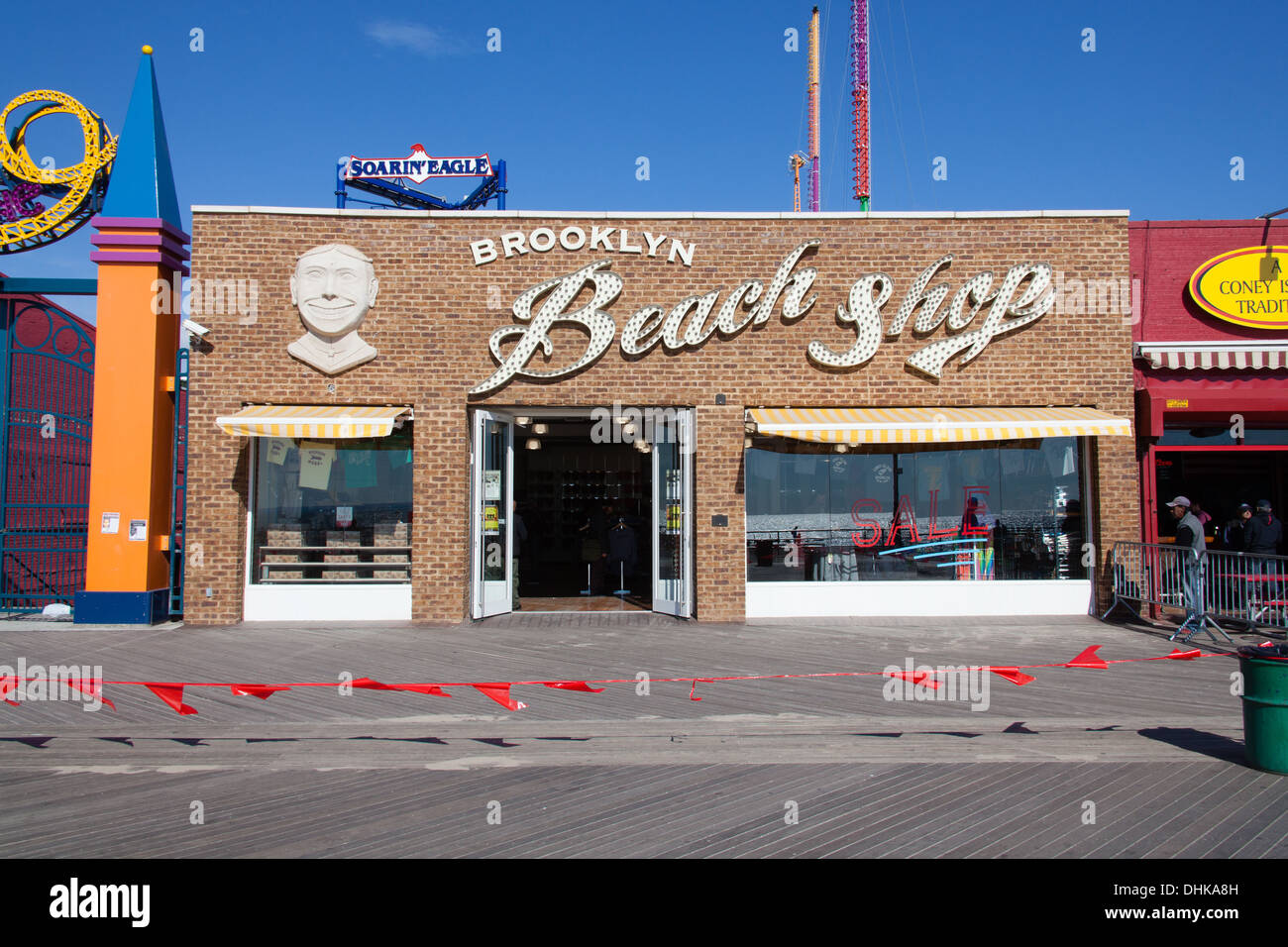 Il Brooklyn Beach Shop, Boardwalk, Coney Island,Brooklyn, New York, Stati Uniti d'America. Foto Stock