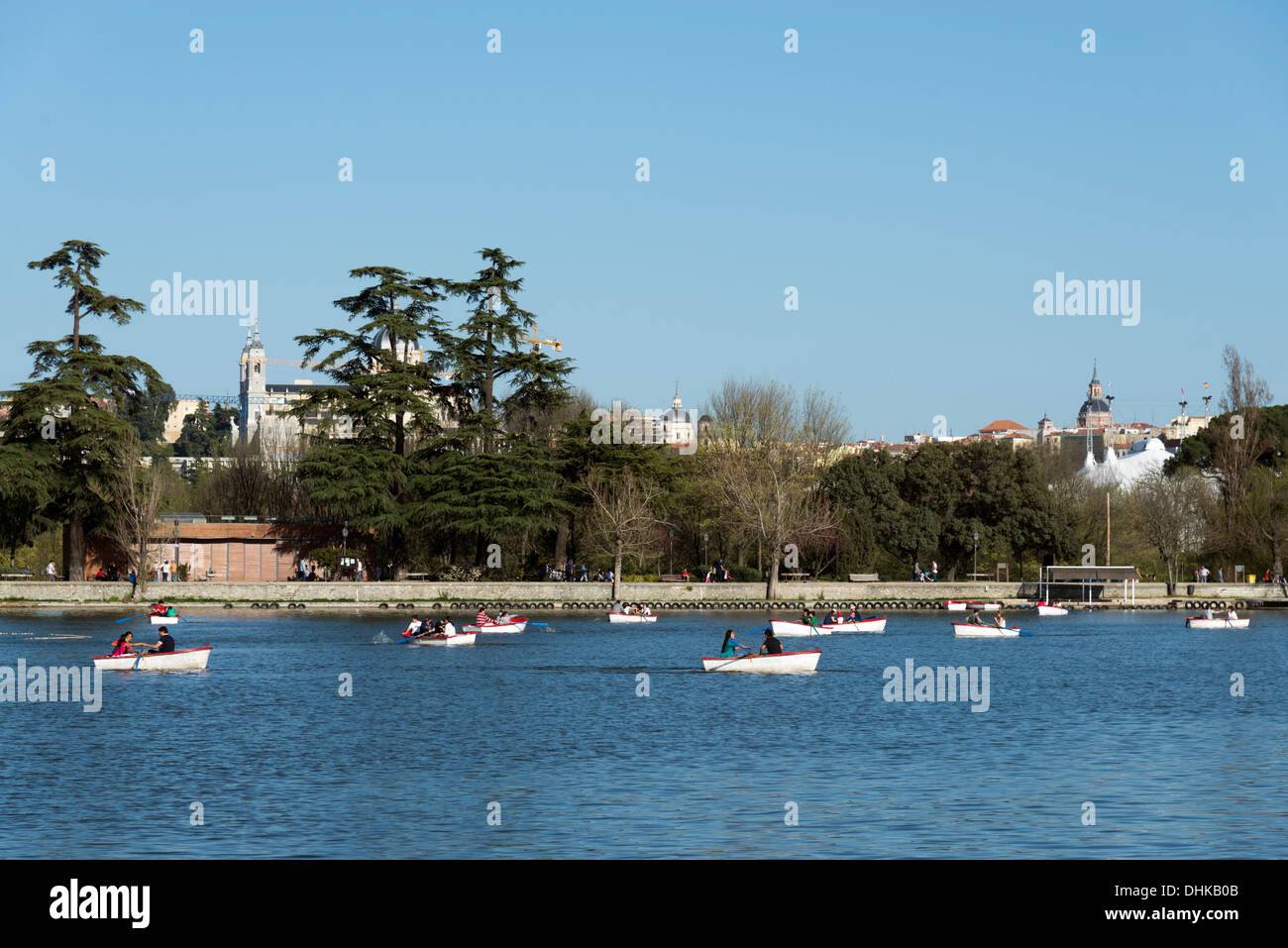 Il lago in barca in Casa de Campo, Madrid, Spagna Foto Stock