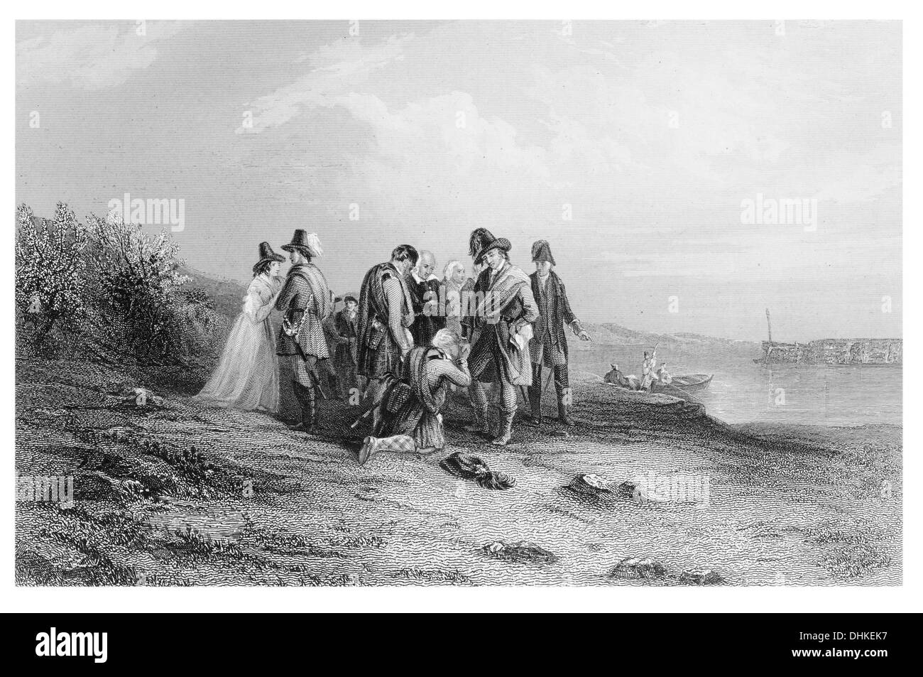 Fuga di Bonnie Prince Charlie Charles Edward Stuart battaglia Culloden scozia Scozia ribellione giacobita fuggiti in Francia Foto Stock