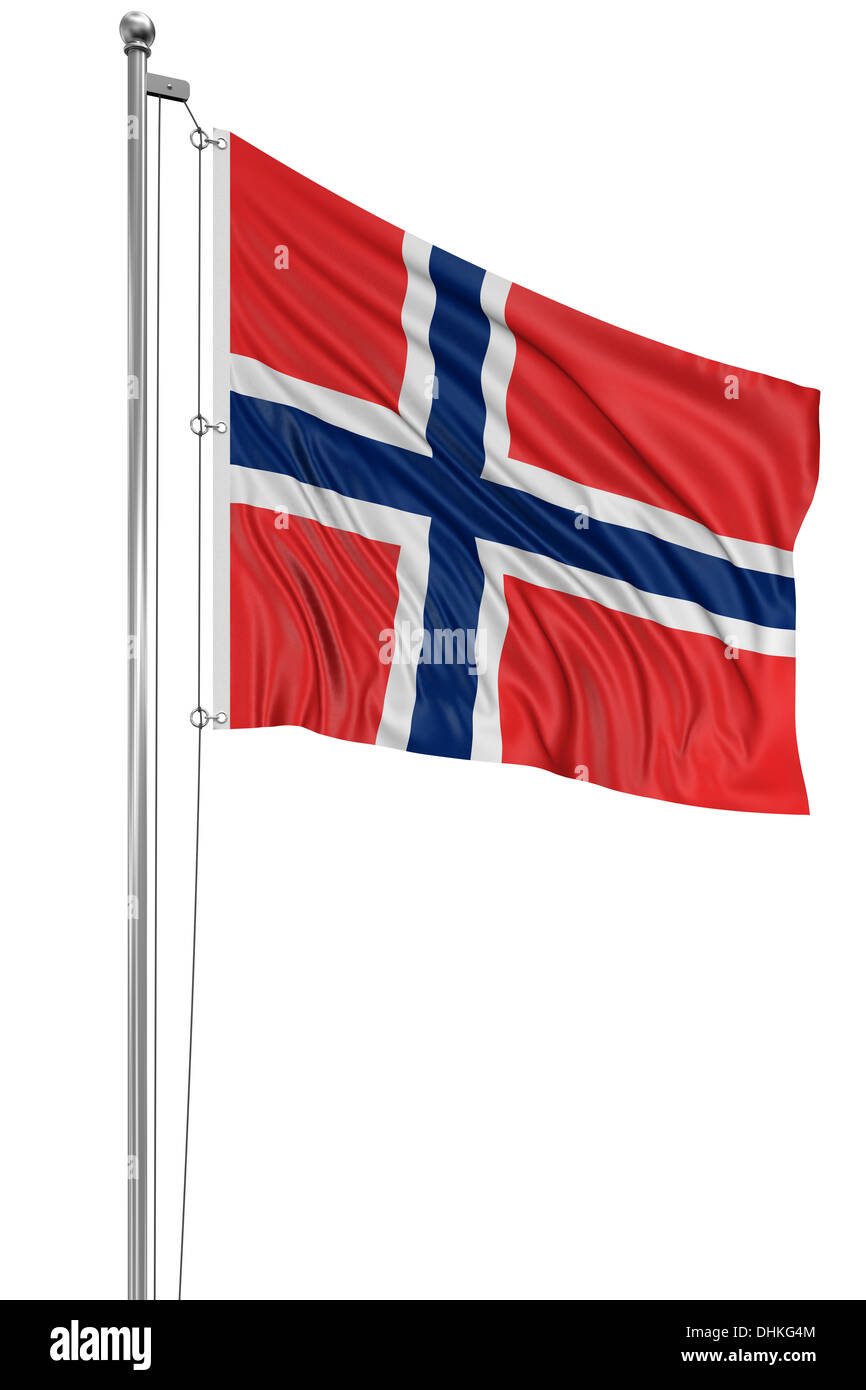 3D bandiera norvegese (percorso di clipping incluso) Foto Stock