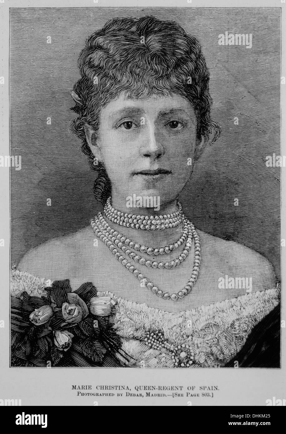 Maria Cristina, regina reggente di Spagna, Ritratto, Harper's Weekly, illustrazione, 1885 Foto Stock