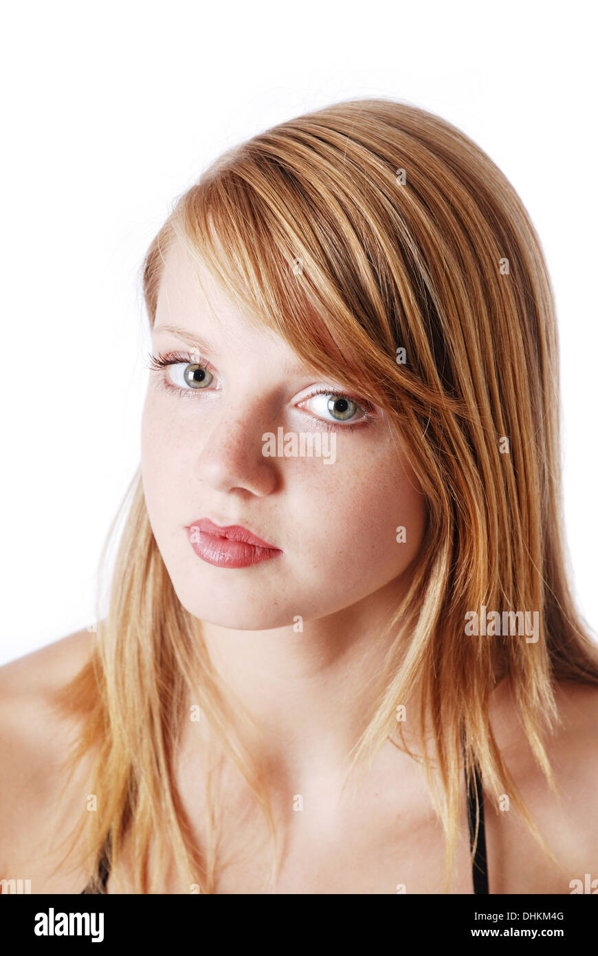 Close-up di bionda naturale ragazza adolescente cut-out Foto Stock