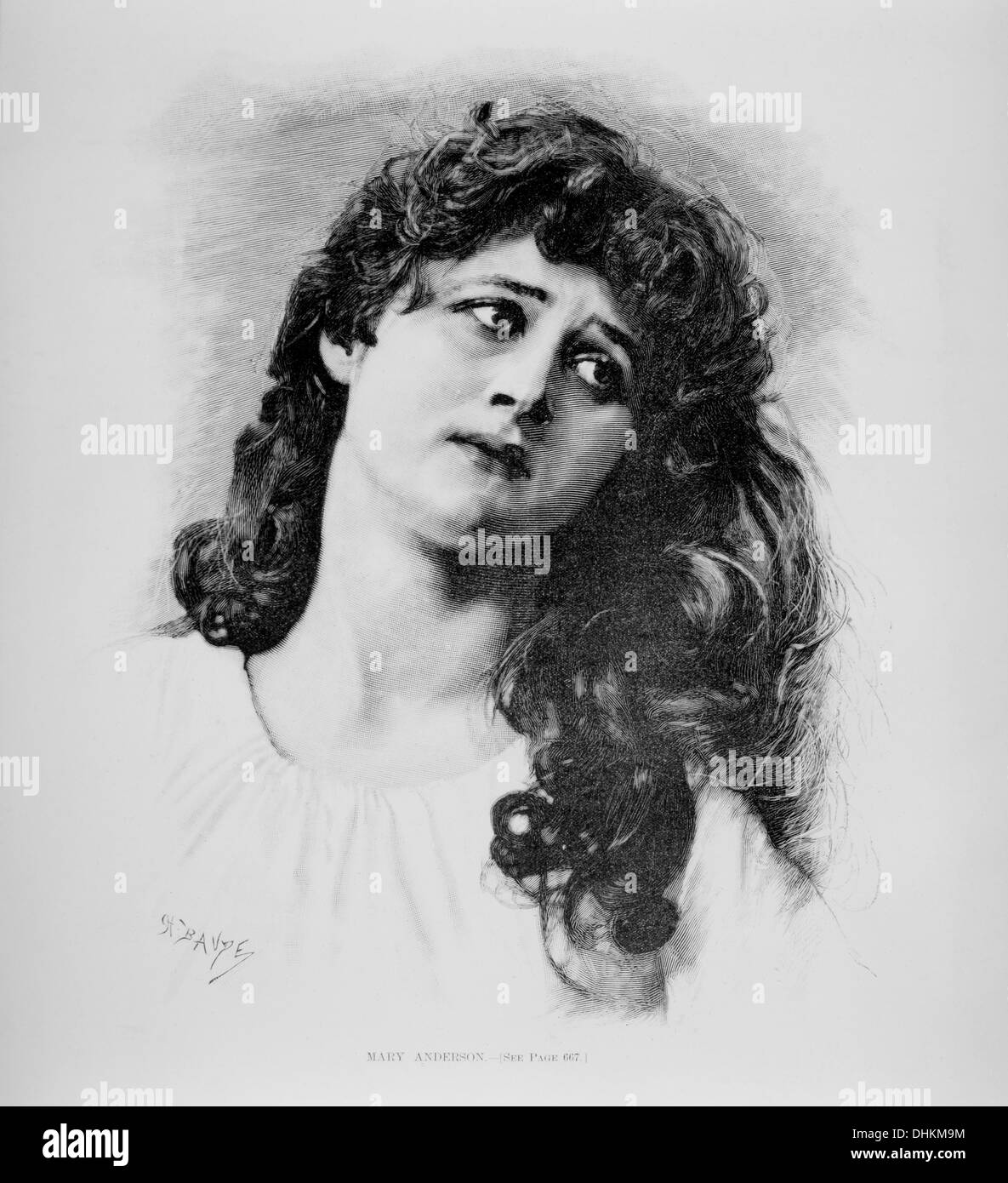 Maria Anderson, attrice, Ritratto, Harper's Weekly, illustrazione, 1885 Foto Stock