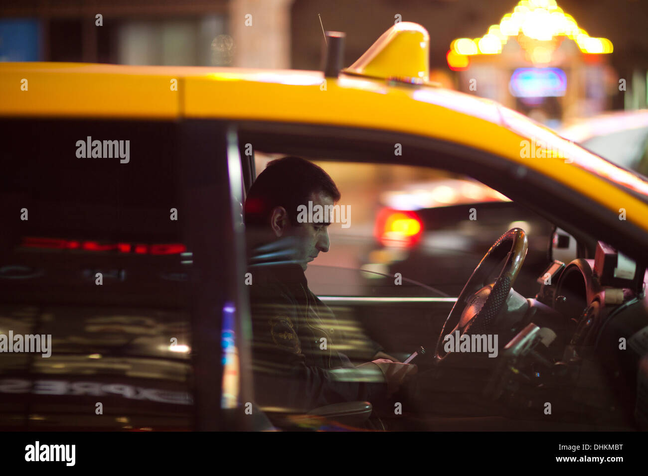 Taxi driver, Hollywood Boulevard, Hollywood, Los Angeles, California, Stati Uniti d'America Foto Stock