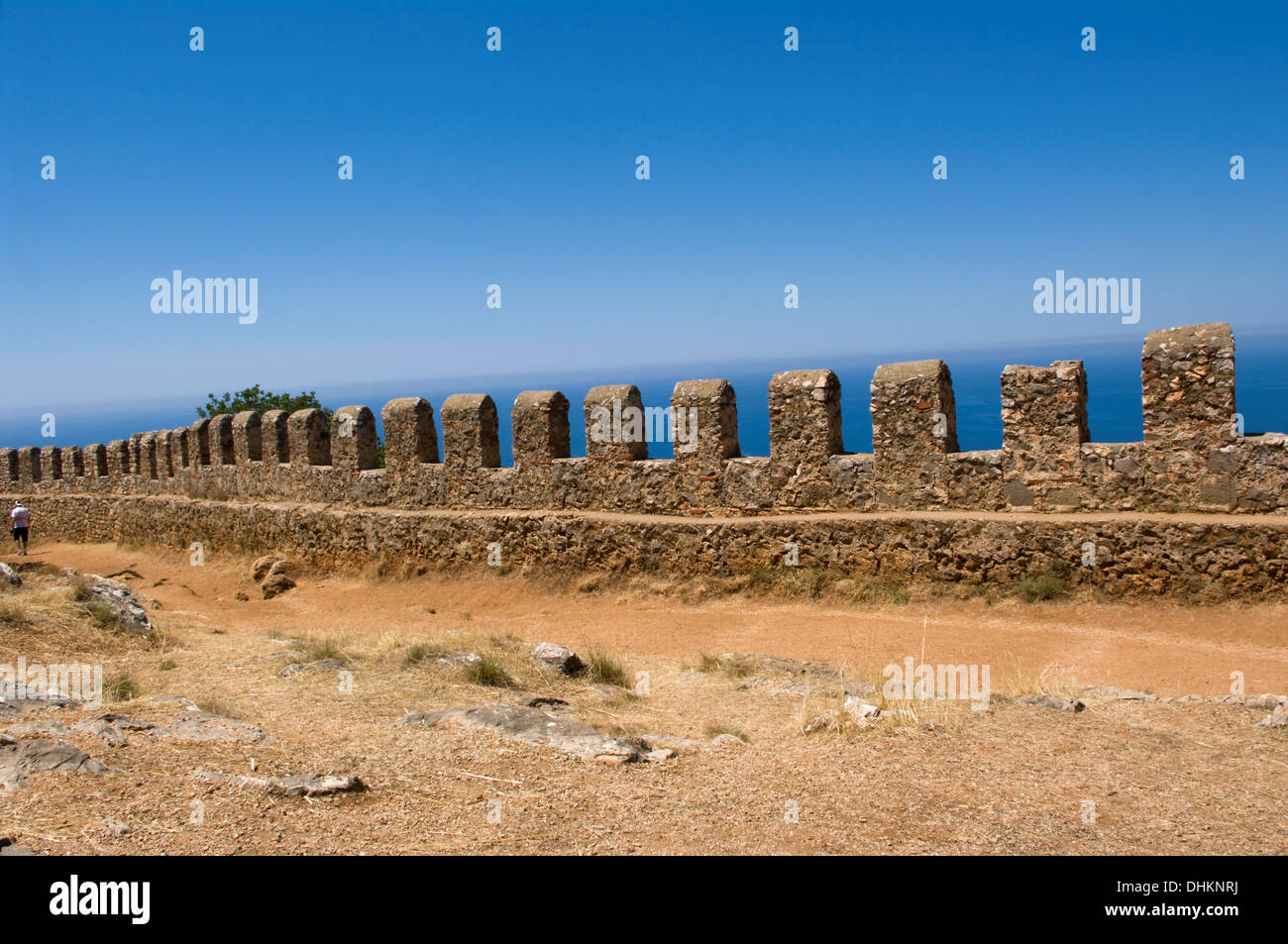 Le rovine di epoca bizantina, seljuk e fortezza ottomana in Alanya, la costa mediterranea della Turchia Foto Stock