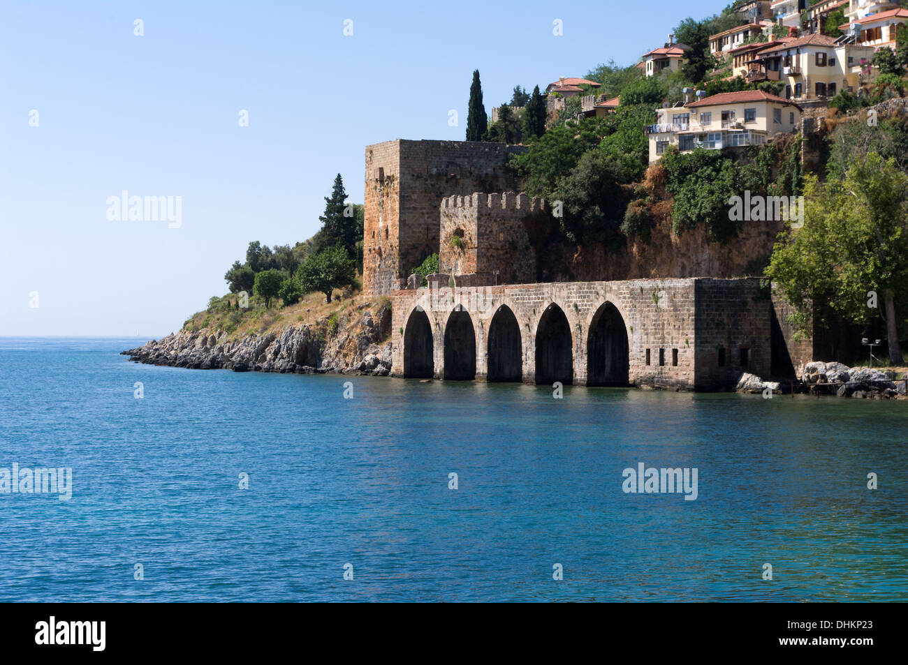Alanyas' della costa mediterranea e il castello ottomano (Turchia) Foto Stock