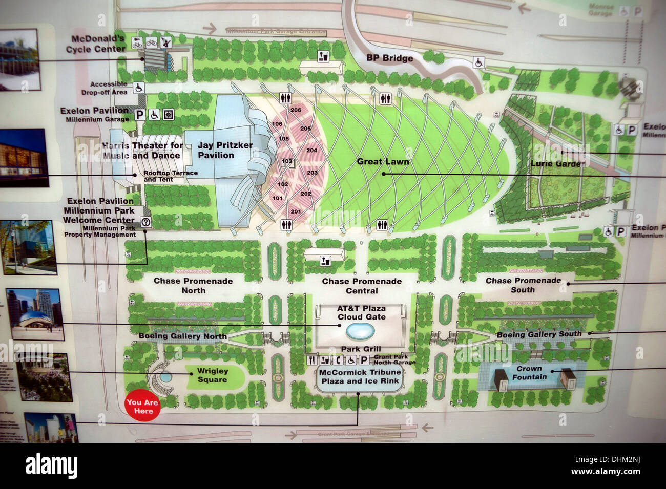 Mappa Turistica, Chicago, Illinois, Stati Uniti d'America Foto Stock