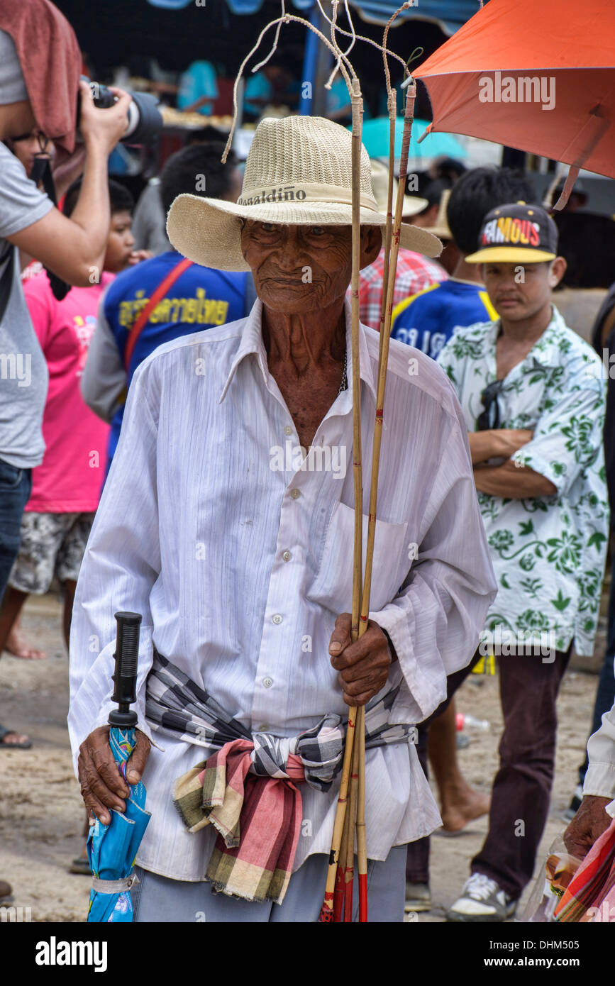 Cowboy in Chonburi Buffalo Racing Festival, Thailandia Foto Stock