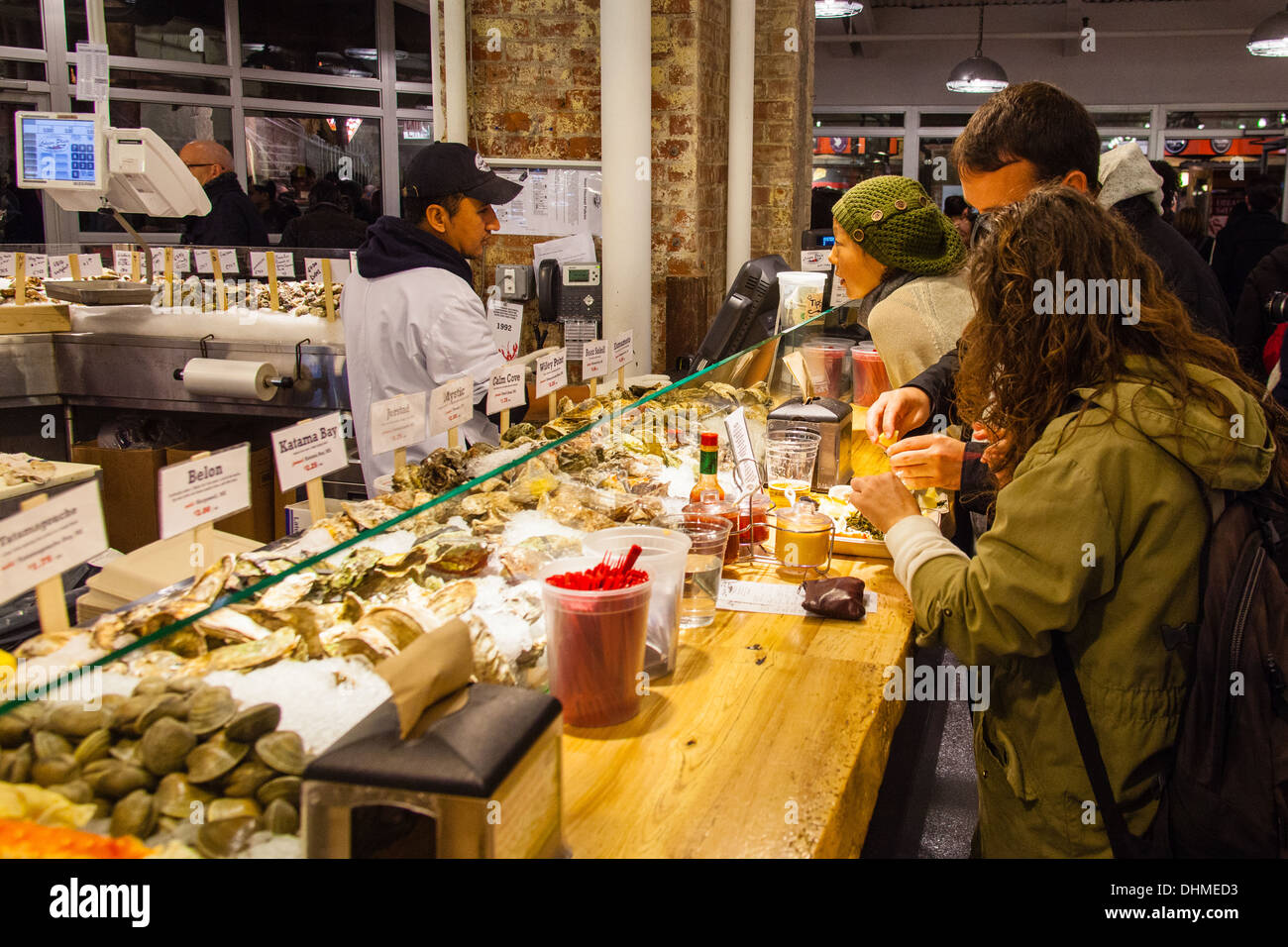 Il Lobster posto a base di pesce o di mercato pescivendoli, Chelsea mercato alimentare, New York City, Stati Uniti d'America. Foto Stock