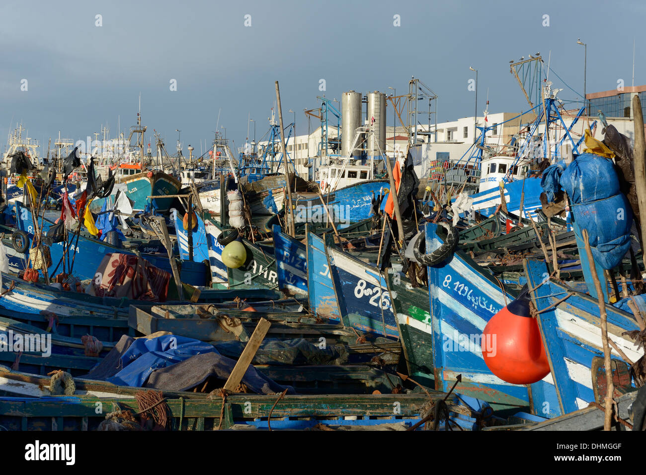 Marocco Agadir, i pescatori del porto di ritorno dalla pesca Foto Stock