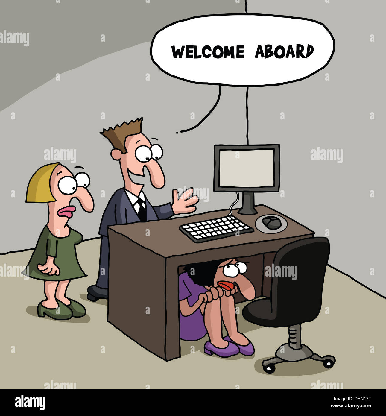 Nuova femmina lavoratore di ufficio cartoon gag Foto Stock