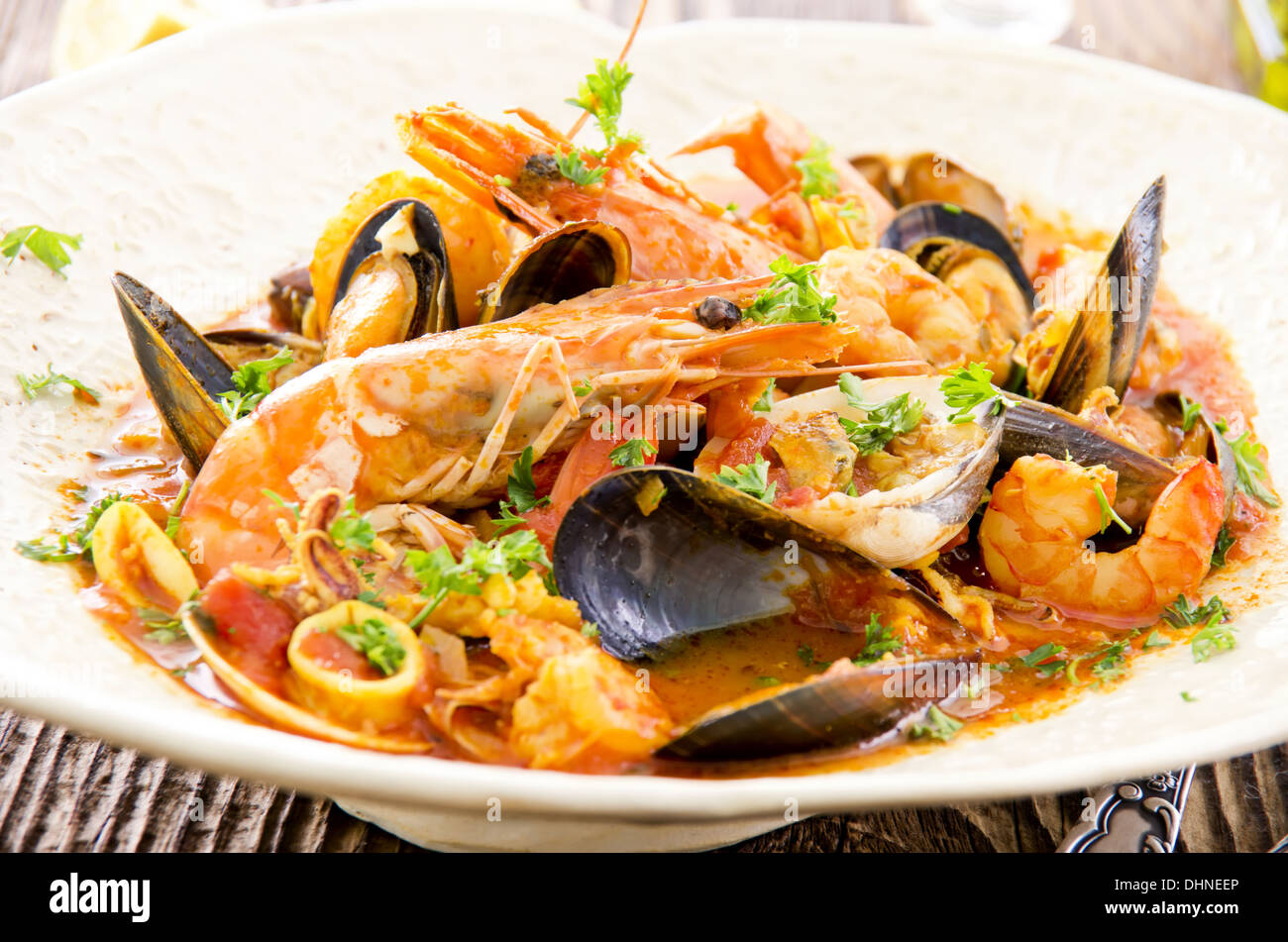 stufato di pesce Foto Stock