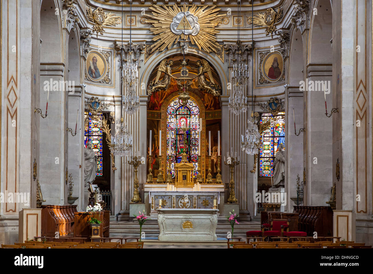 Interno di Saint-Louis-en-l'Isle Chiesa, Parigi Francia Foto Stock