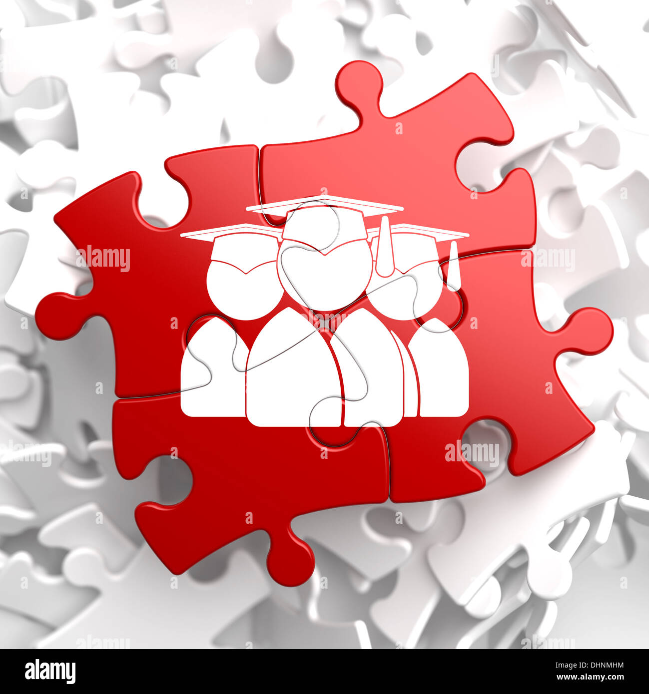 Gruppo di laureati icona sul Red Puzzle. Foto Stock