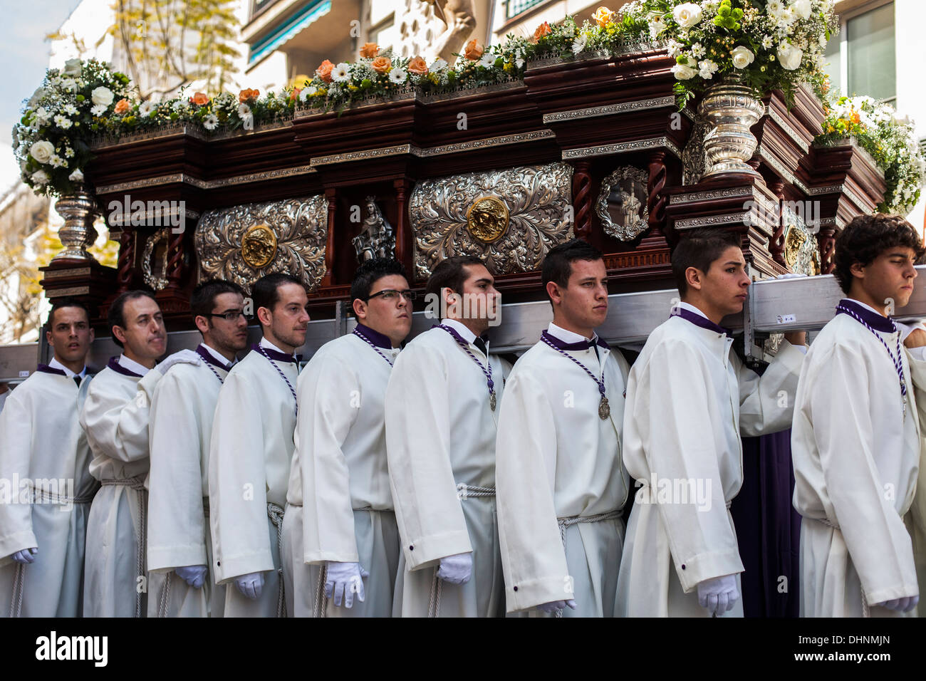 Sfilata di Pasqua (semana santa) a Fuengirola, Spagna, durante la settimana Santa di pasqua. Foto Stock