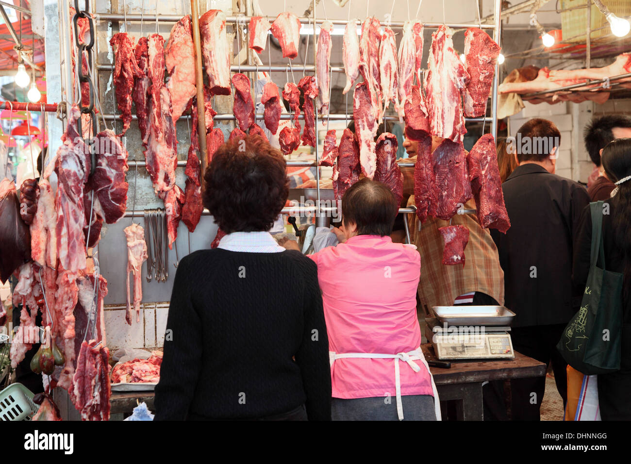 Butcher Shop in Hong Kong Foto Stock