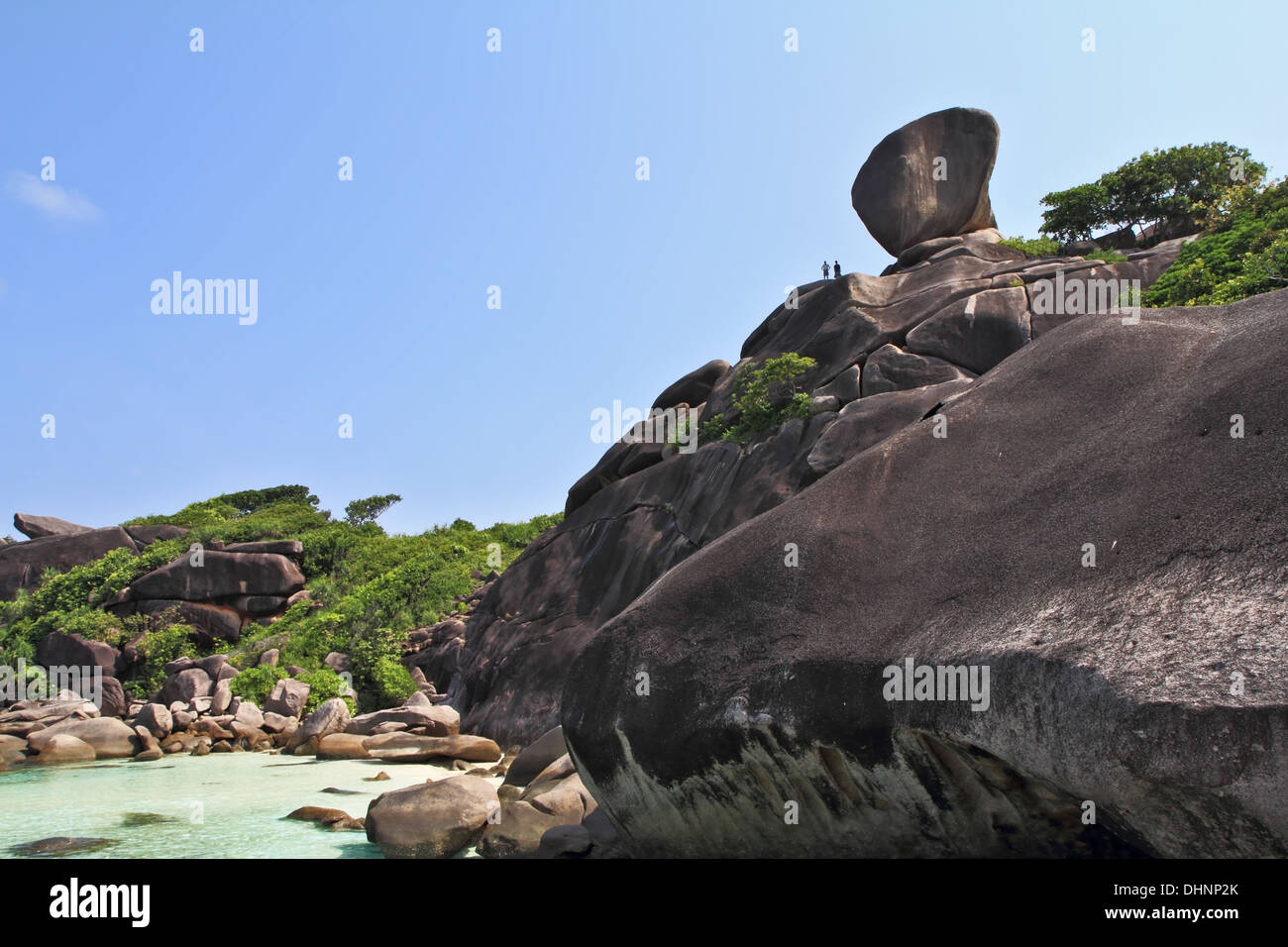 Bizzarro lisce rocce costiere Foto Stock