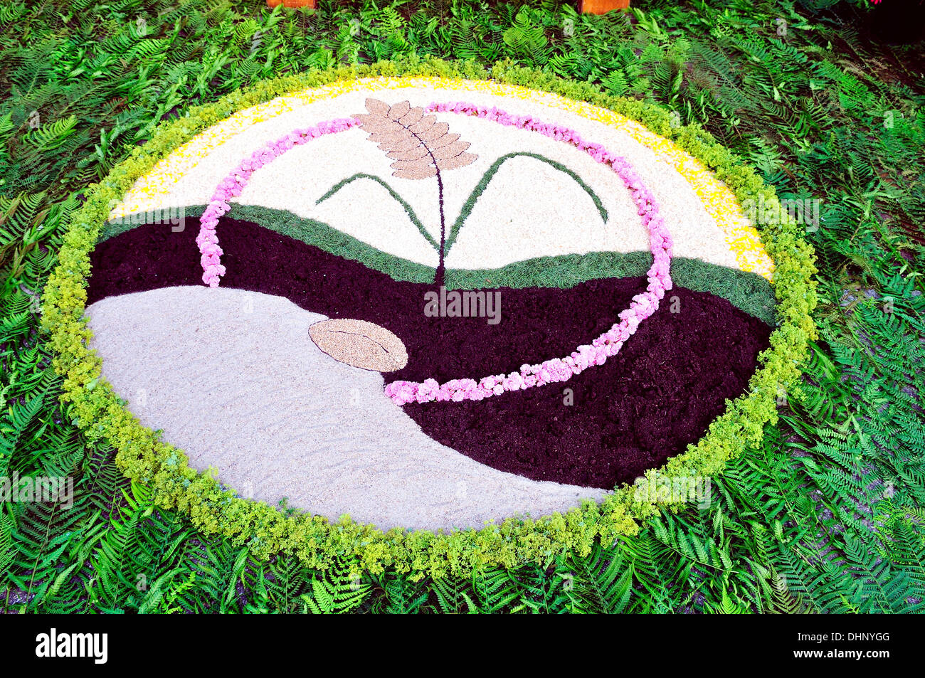 Tappeto di fiori per il Corpus Domini Foto Stock