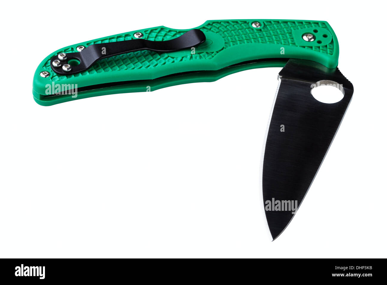 Coltello tascabile pieghevole con un bordo isolati su sfondo bianco Foto Stock