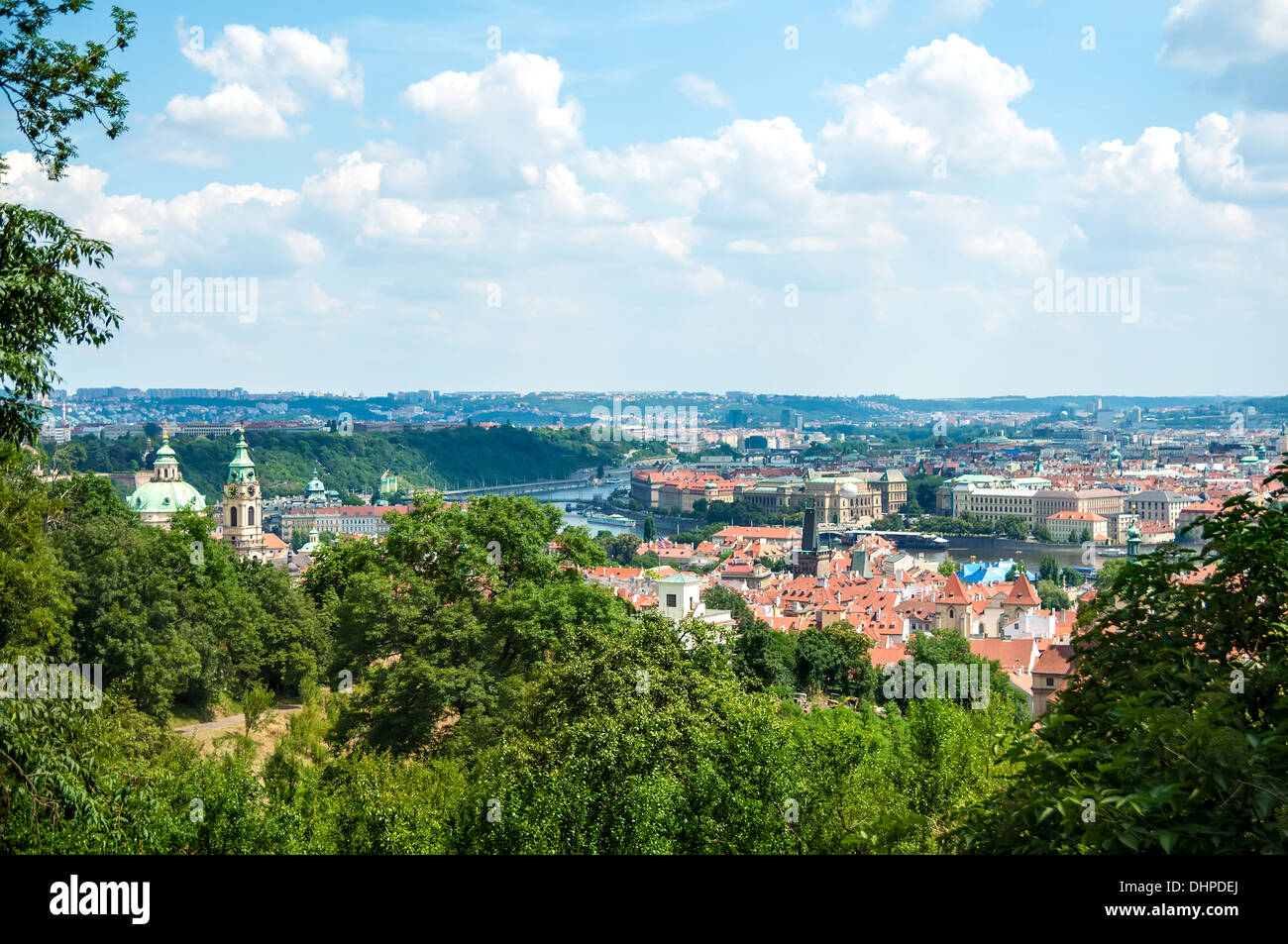 Panorama di Praga dal parco di ricreazione, Repubblica Ceca Foto Stock