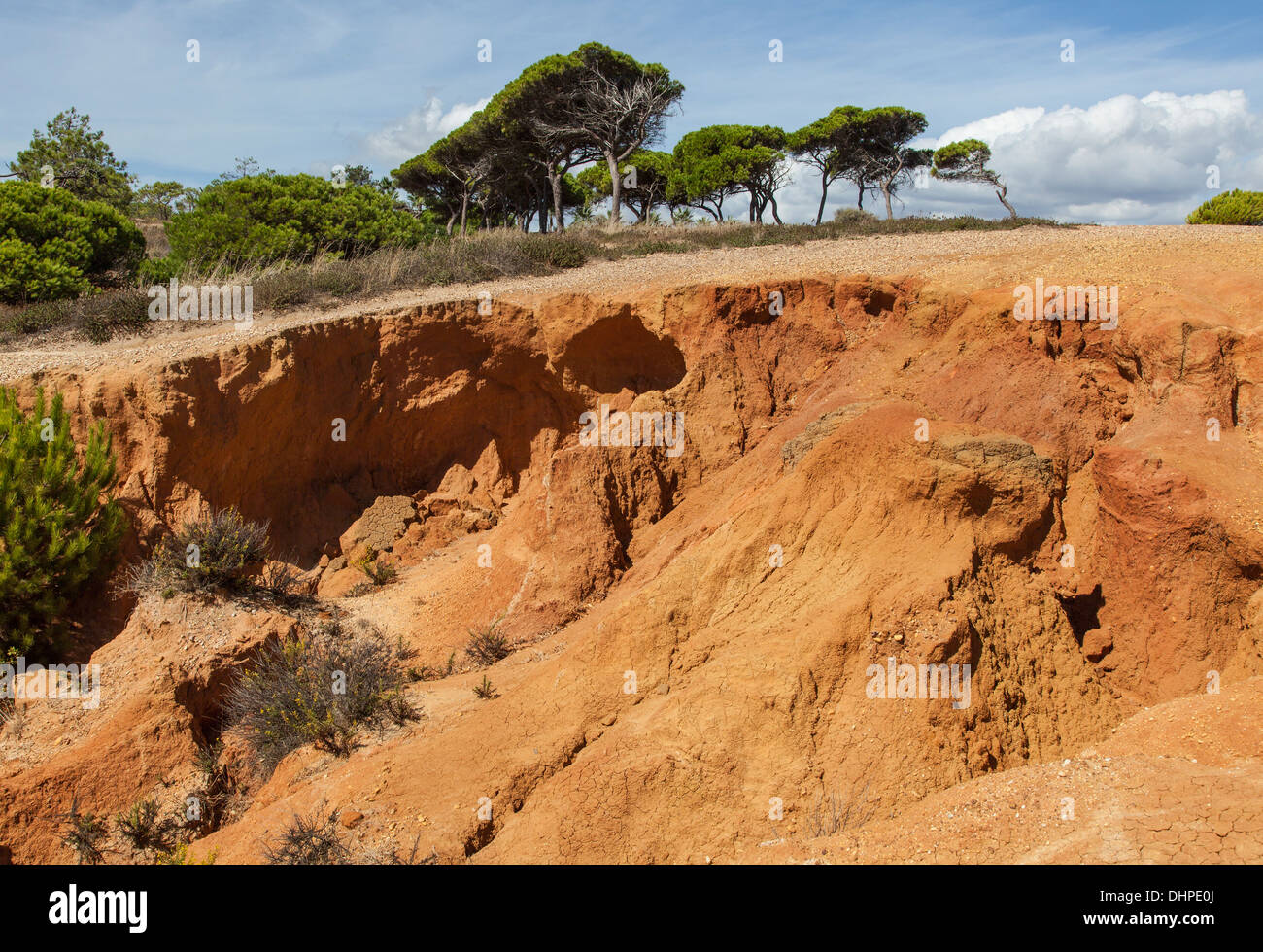 Erosione di terra sulla costa di Algarve. Foto Stock