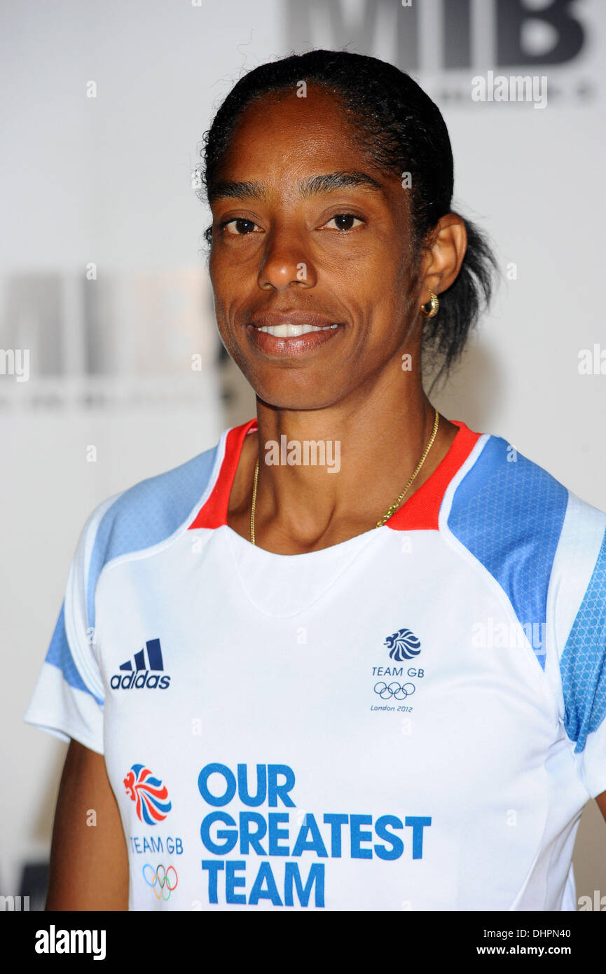 Yamile Aldama (Triple Jumper) assiste un 'Men In Black Team GB' photocall all'ethos Centro Sportivo, Imperial College di Londra, Inghilterra - 16.05.12 Foto Stock