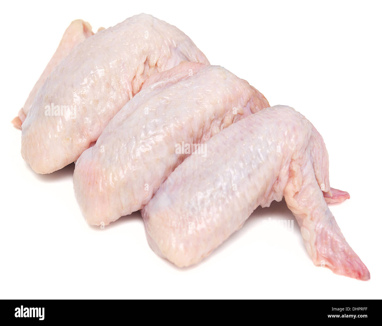 Materie di ali di pollo isolati su sfondo bianco Foto Stock