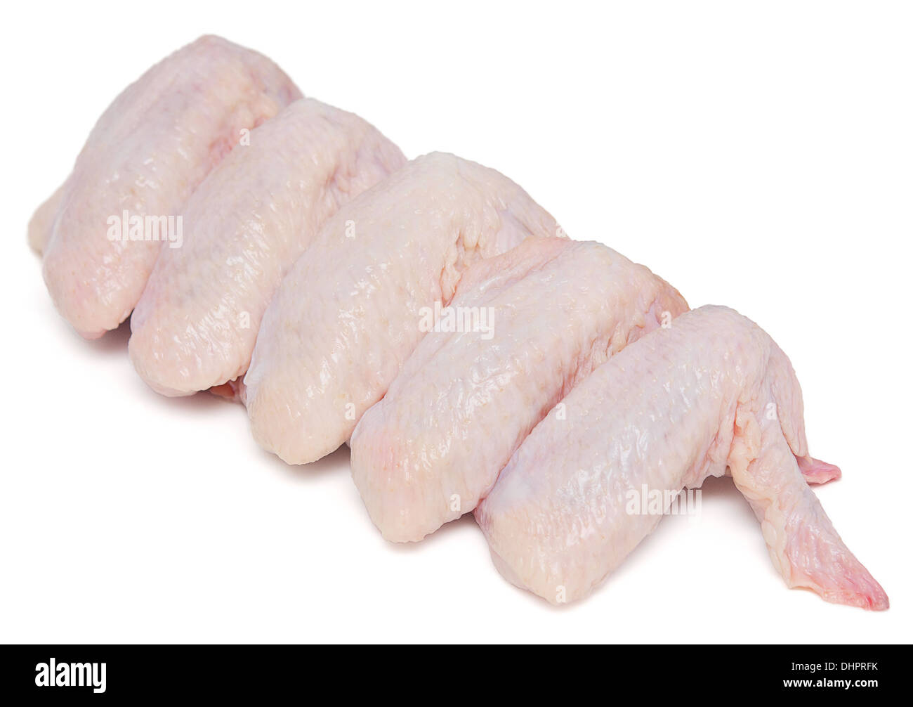 Materie di ali di pollo isolati su sfondo bianco Foto Stock
