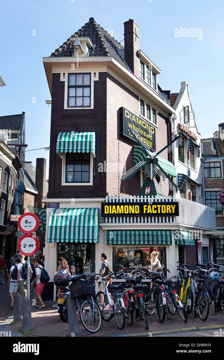 La fabbrica di diamanti su Rokin in Amsterdam, Paesi Bassi Foto Stock
