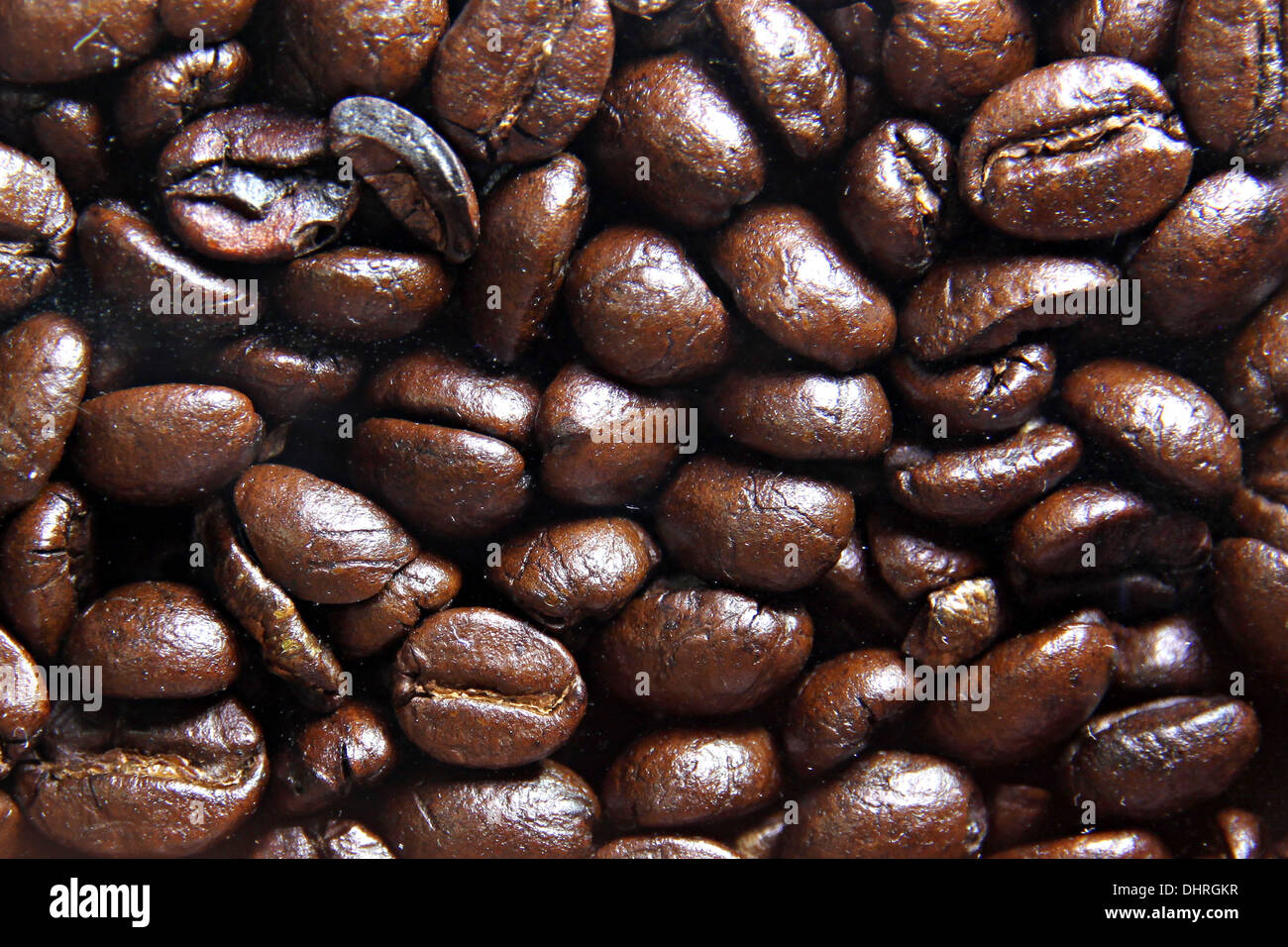 L'immagine i chicchi di caffè disposta chiaramente visibili di alimenti sfondo. Foto Stock