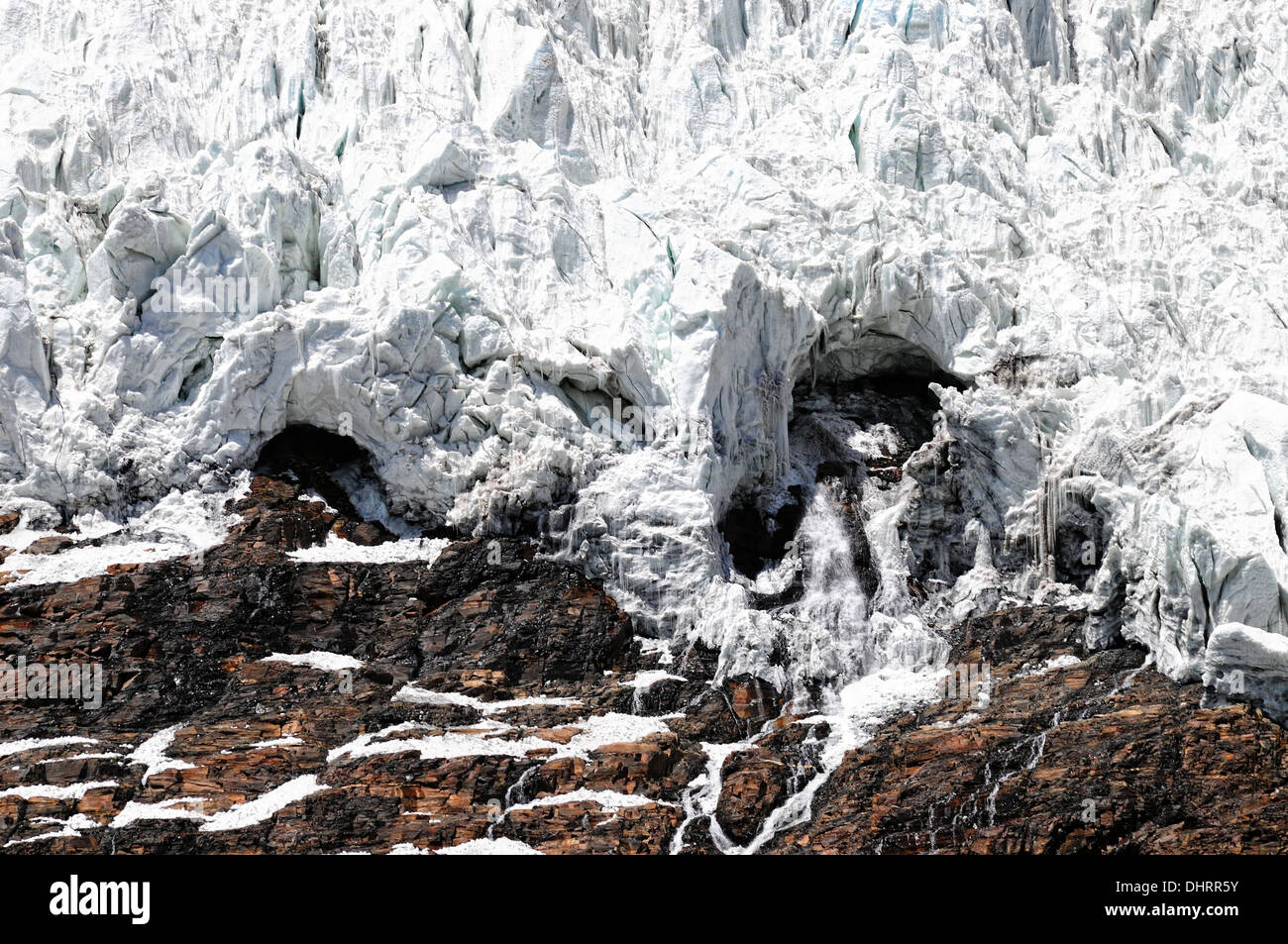 Fusione del ghiaccio del ghiacciaio Karolha Tibet Foto Stock