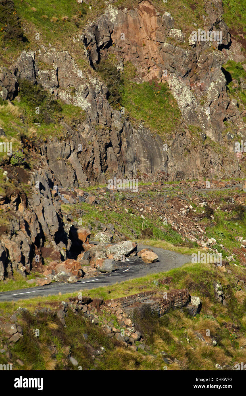 Summit Road, Port Hills (chiuso a causa di caduta massi dal 2011 terremoto), Christchurch, Canterbury, Isola del Sud, Nuova Zelanda Foto Stock