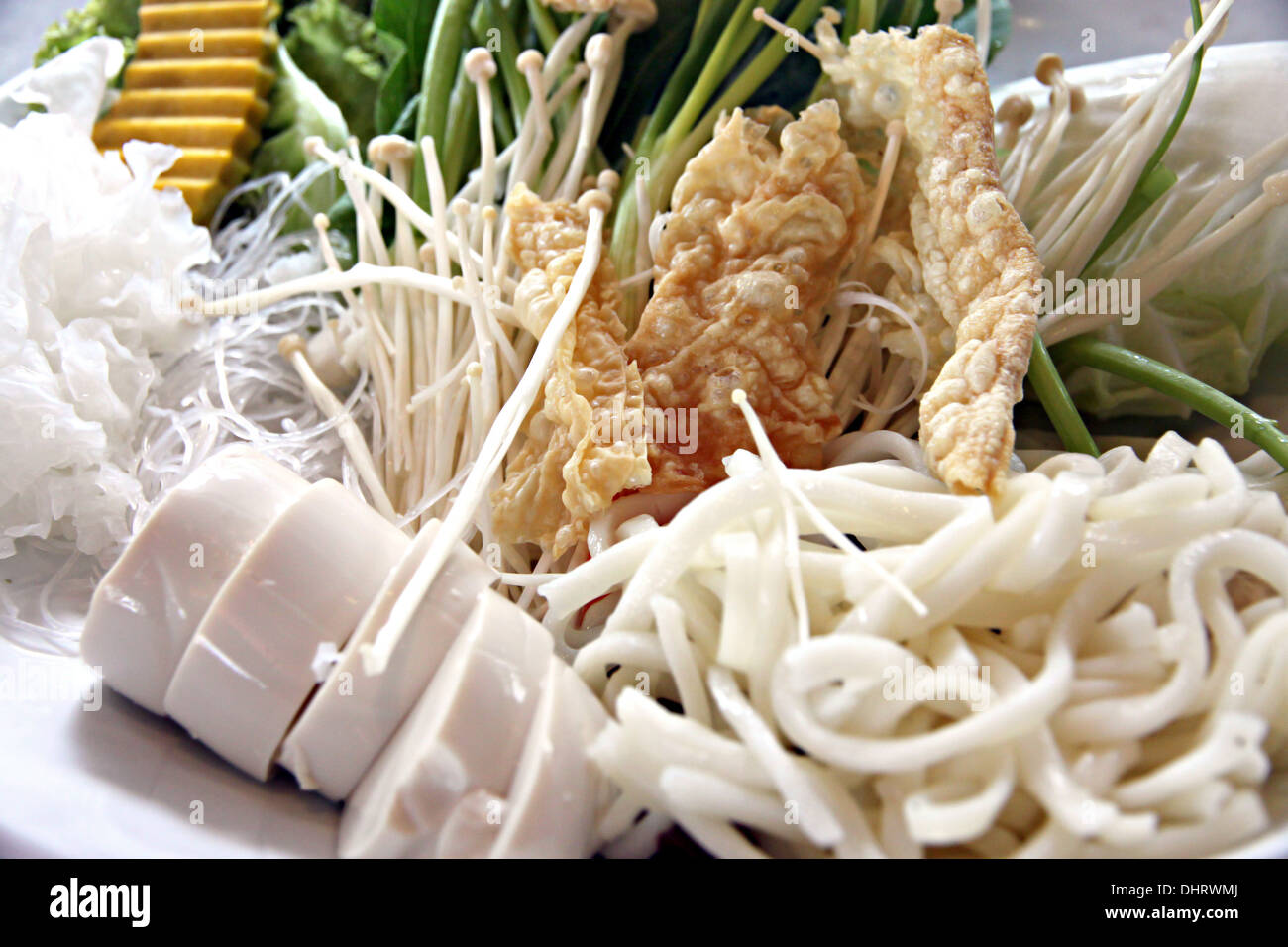 Set di ortaggi sani,l'Japen cibi in sukiyaki. Foto Stock